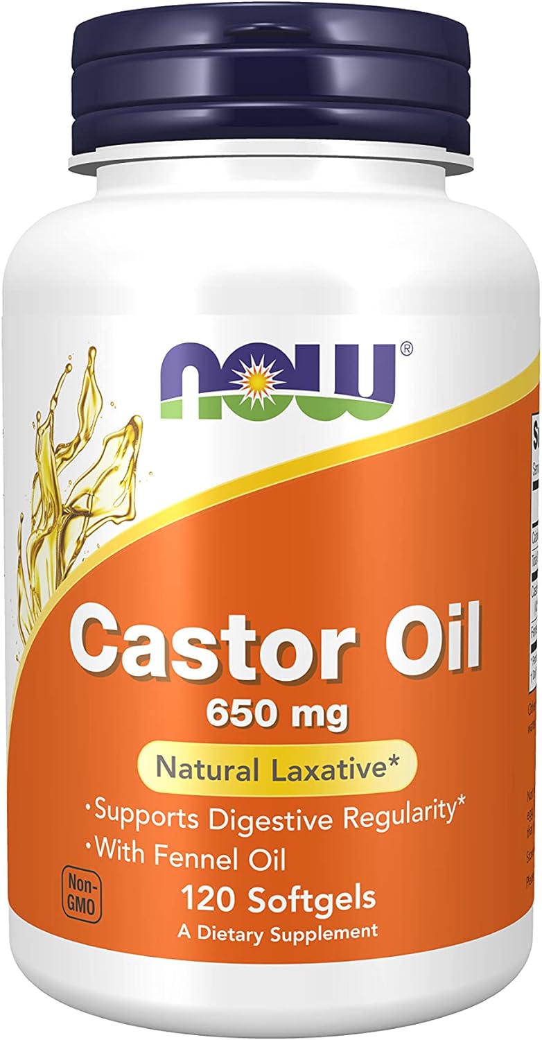 NOW Foods Castor Oil, 650 mg, 120 Softgels 24Hr Smart