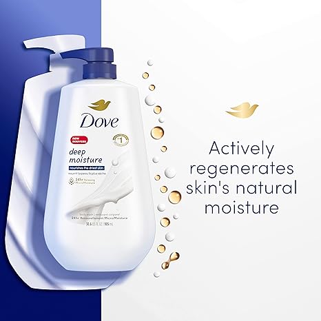 Dove Body Wash with Pump Deep Moisture For Dry Skin Moisturizing Skin Cleanser with 24hr Renewing MicroMoisture Nourishes The Driest Skin, 33.8 Fl Oz (Pack of 3) - 24hrsmart