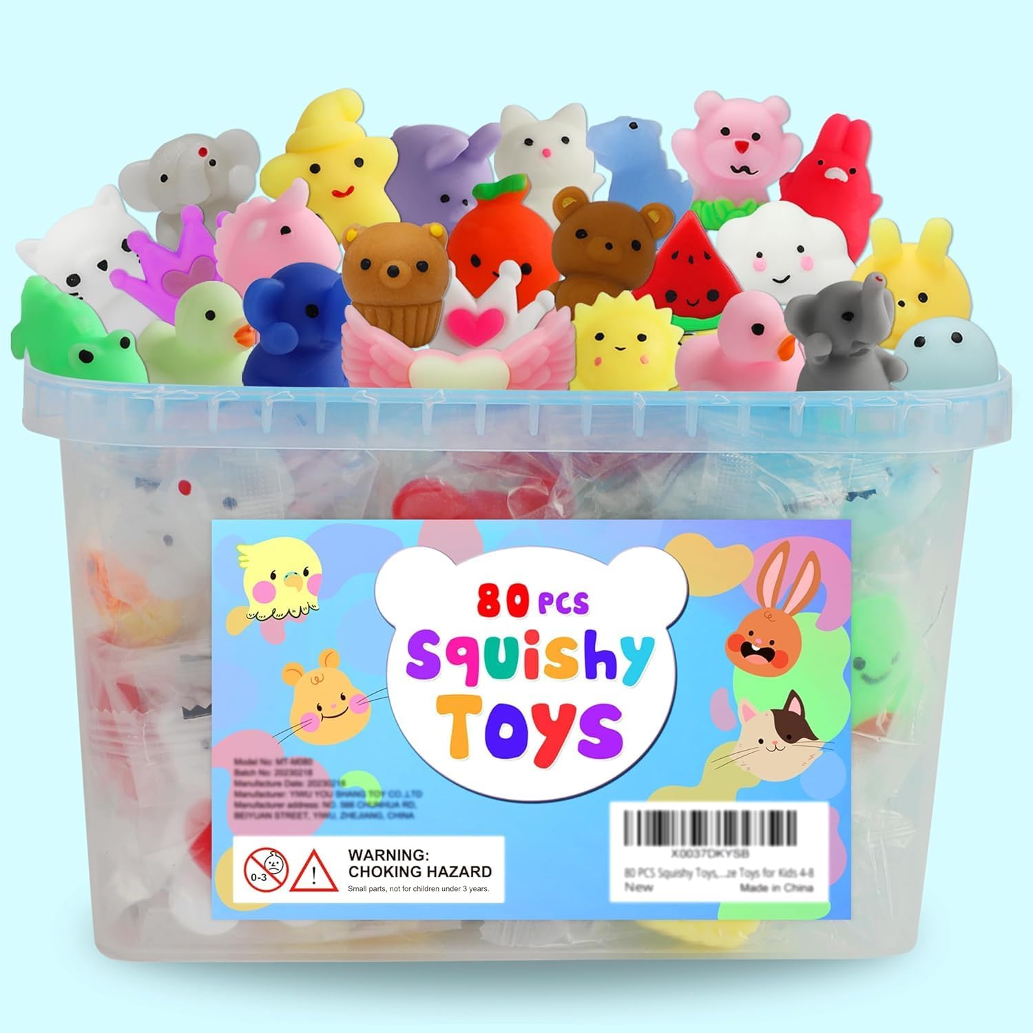 80Pcs Party Favors for Kids 4-8, Kawaii Squishies Mochi Squishy Toy Bulk Fidget Sensory Toys Birthday Gifts for Boys Girls Goodie Bag Christmas Stocking Stuffers Treasure Box Classroom Prizes 24hrsmart
