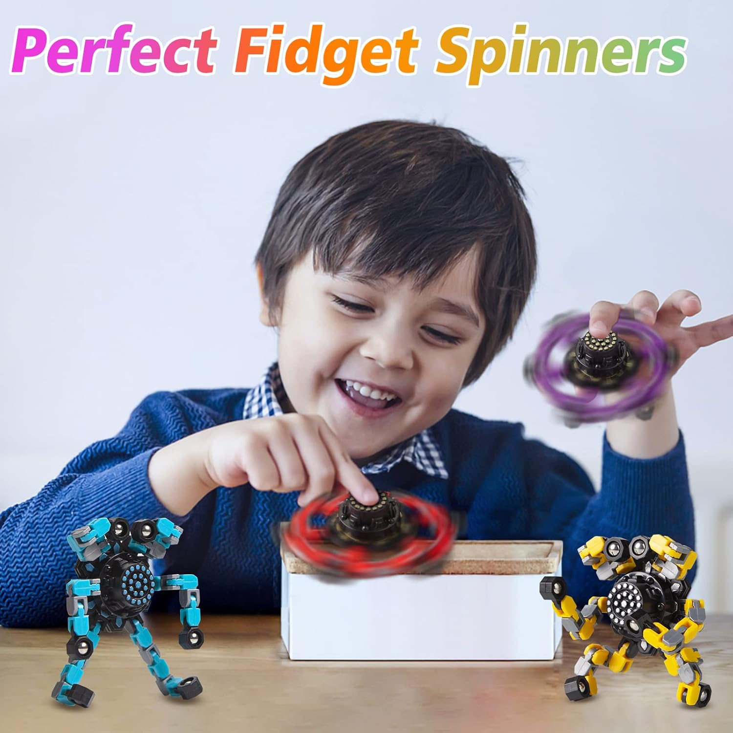 Easter Basket Stuffers Transformable Fidget Spinners 4 Pcs for Kids and Adults Stress Relief Sensory Toys for Boys and Girls Fingertip Gyros for Party Favors Stocking Stuffers Bulk for Kids 24hrsmart