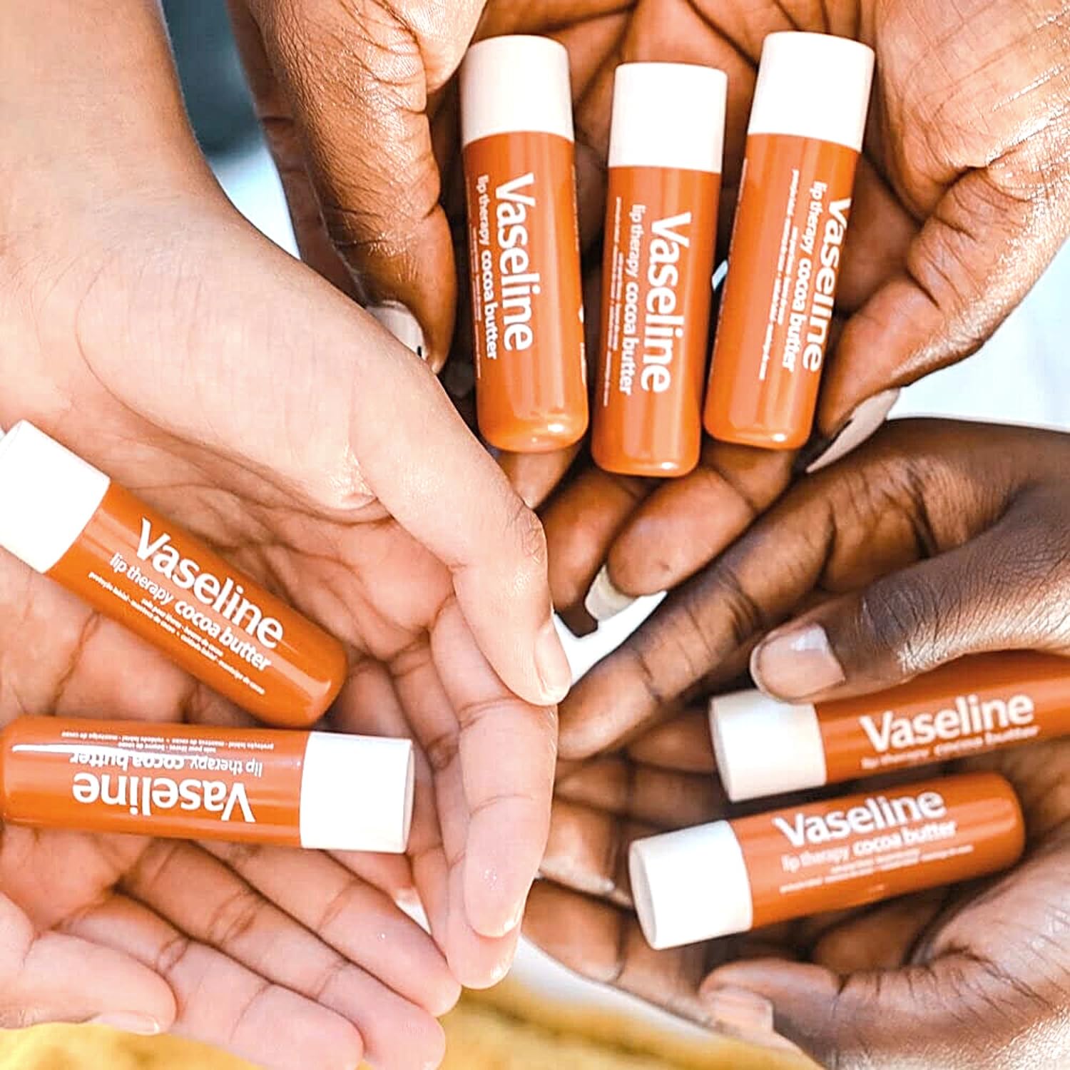 Vaseline Lip Therapy Care Cocoa Butter, Fast-Acting Nourishment, Ideal for Chapped, Dry, Cracked, or Damaged Lips, Lip Balm, 4-Pack, 0.16 Oz Each - 24hrsmart