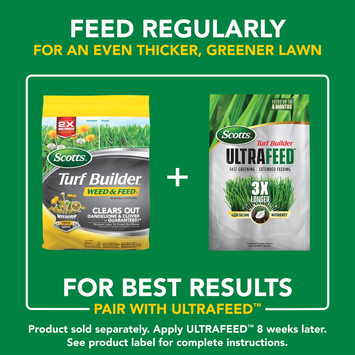 Scotts Turf Builder Weed & Feed3, Weed Killer Plus Lawn Fertilizer, Controls Dandelion and Clover, 5,000 sq. ft., 14.29 lbs. 24hrsmart