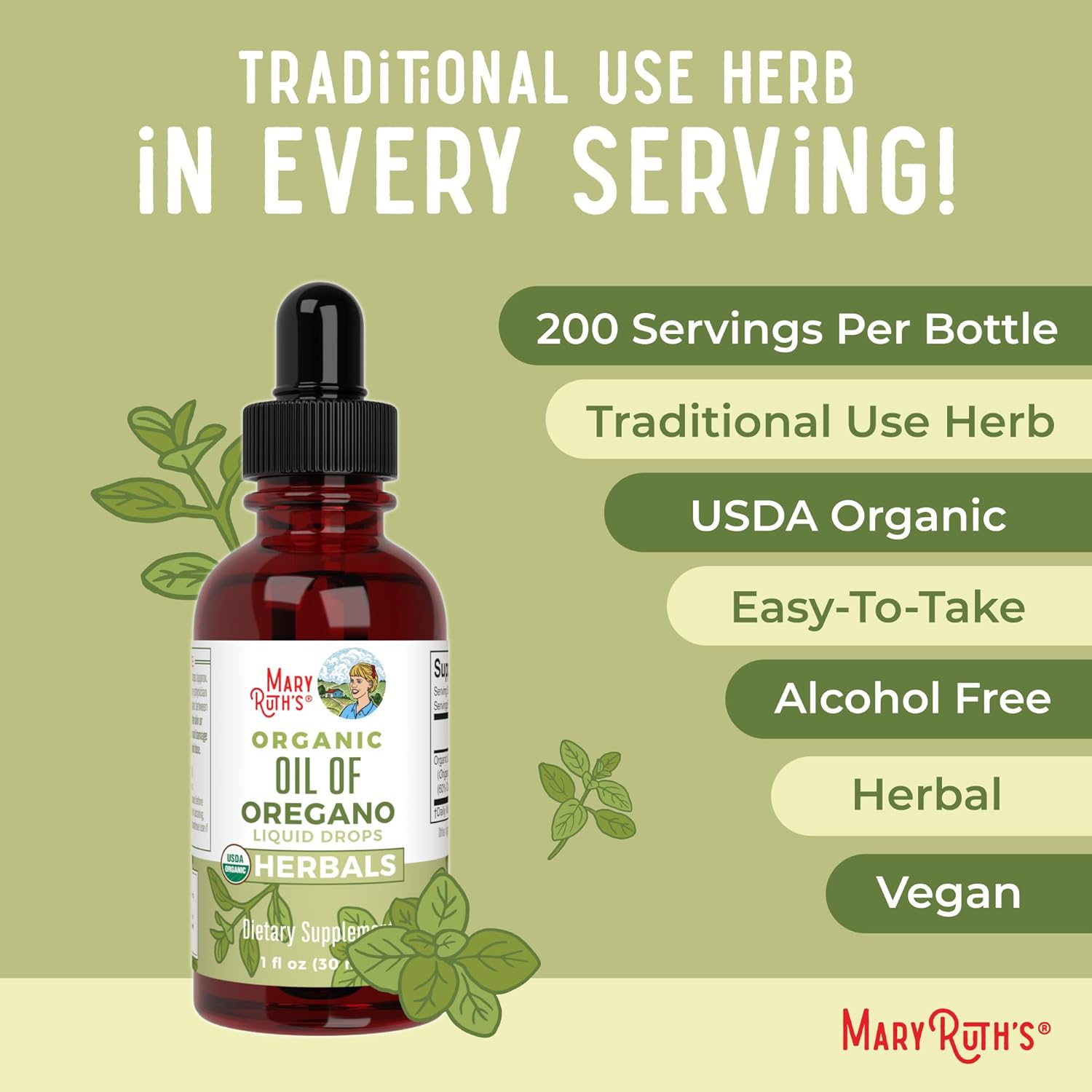 MaryRuth Organics Oregano Oil Drops | 6 Month Supply | USDA Organic Oil of Oregano Liquid | Herbal Blend for Immune Support | Digestive Health | Overall Health | Vegan | Sugar Free | Non-GMO | 1 Fl Oz 24hrsmart