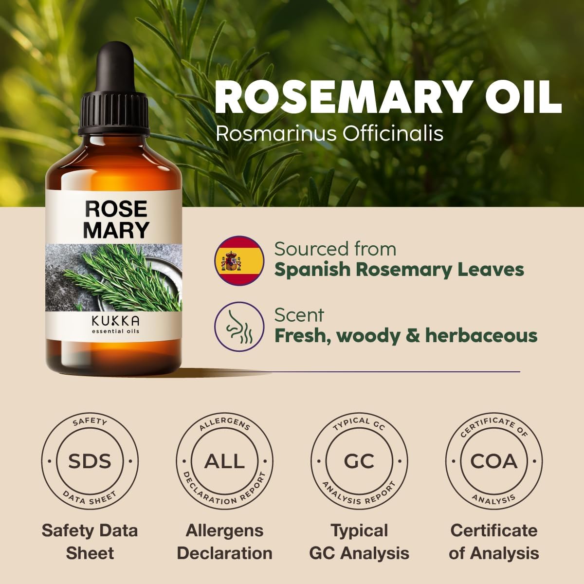 100% Pure & Natural Rosemary Oil for Hair, Skin, Aromatherapy & DIY Soap Making (4 Fl Oz / 118 ml) 24hrsmart