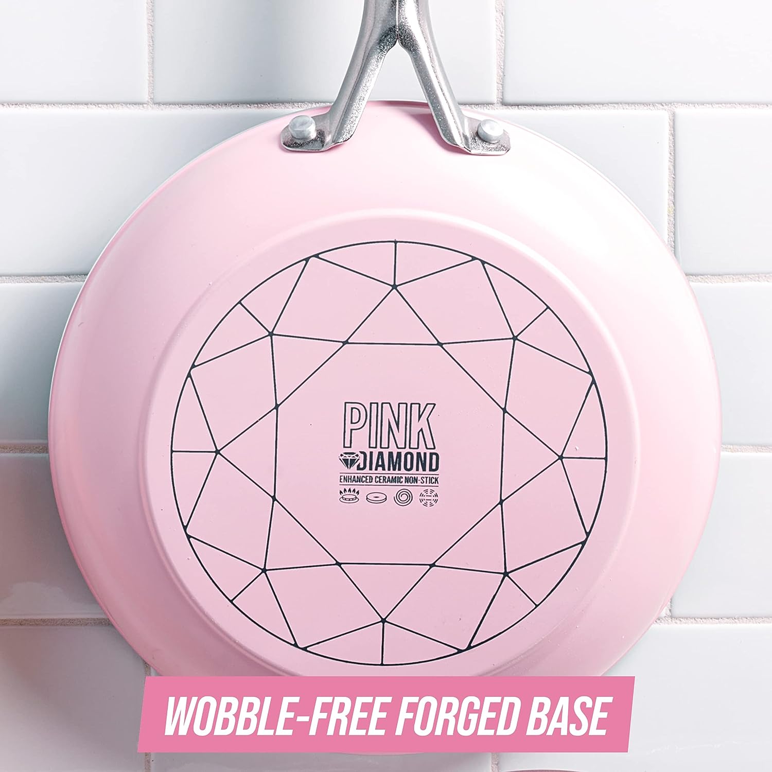 Blue Diamond Cookware Diamond Infused Ceramic Nonstick 10" Frying Pan Skillet, PFAS-Free, Dishwasher Safe, Oven Safe, Pink 24Hr Smart