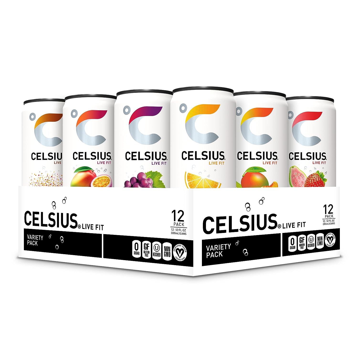 CELSIUS Assorted Flavors Official Variety Pack, Functional Essential Energy Drinks, 12 Fl Oz (Pack of 12) - 24hrsmart