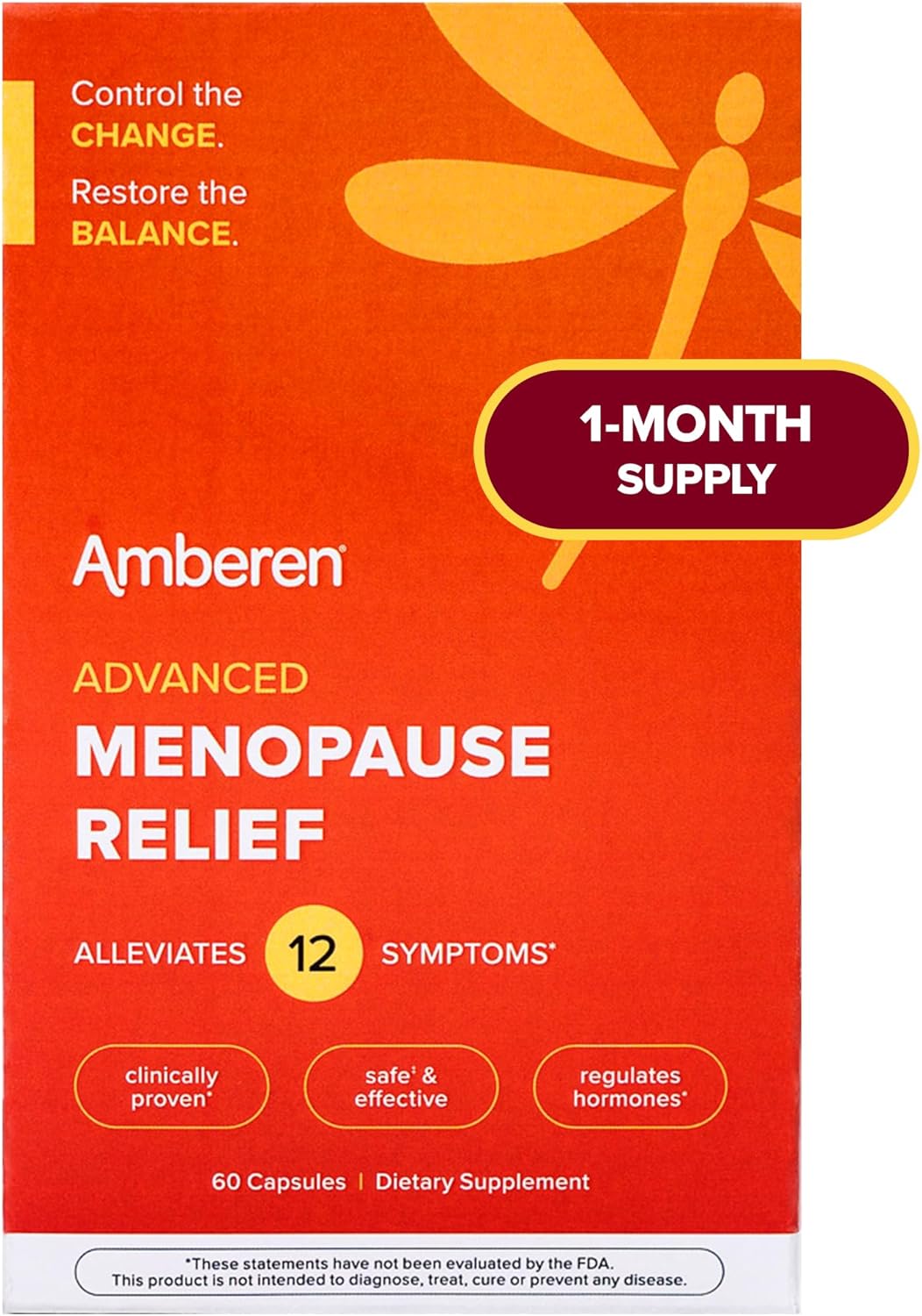 Amberen: Safe Multi-Symptom Menopause Relief. Clinically Shown to Relieve 12 Menopause Symptoms: Hot Flashes, Night Sweats, Mood Swings, Low Energy and More. 1 Month Supply 24Hr Smart