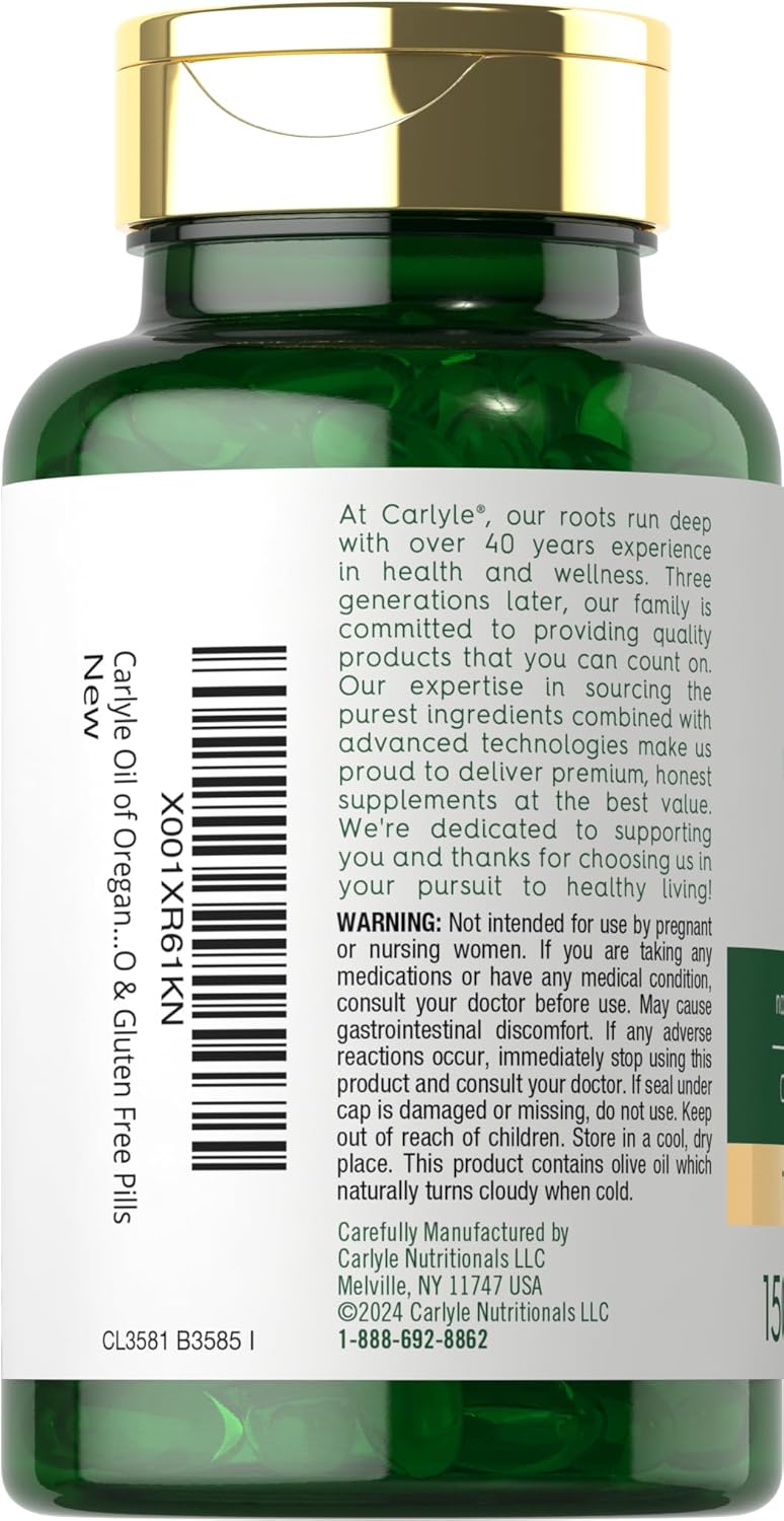 Carlyle Oregano Oil 4000mg Supplement | 150 Softgel Capsules | Contains Carvacrol | Non-GMO & Gluten Free Formula 24hrsmart