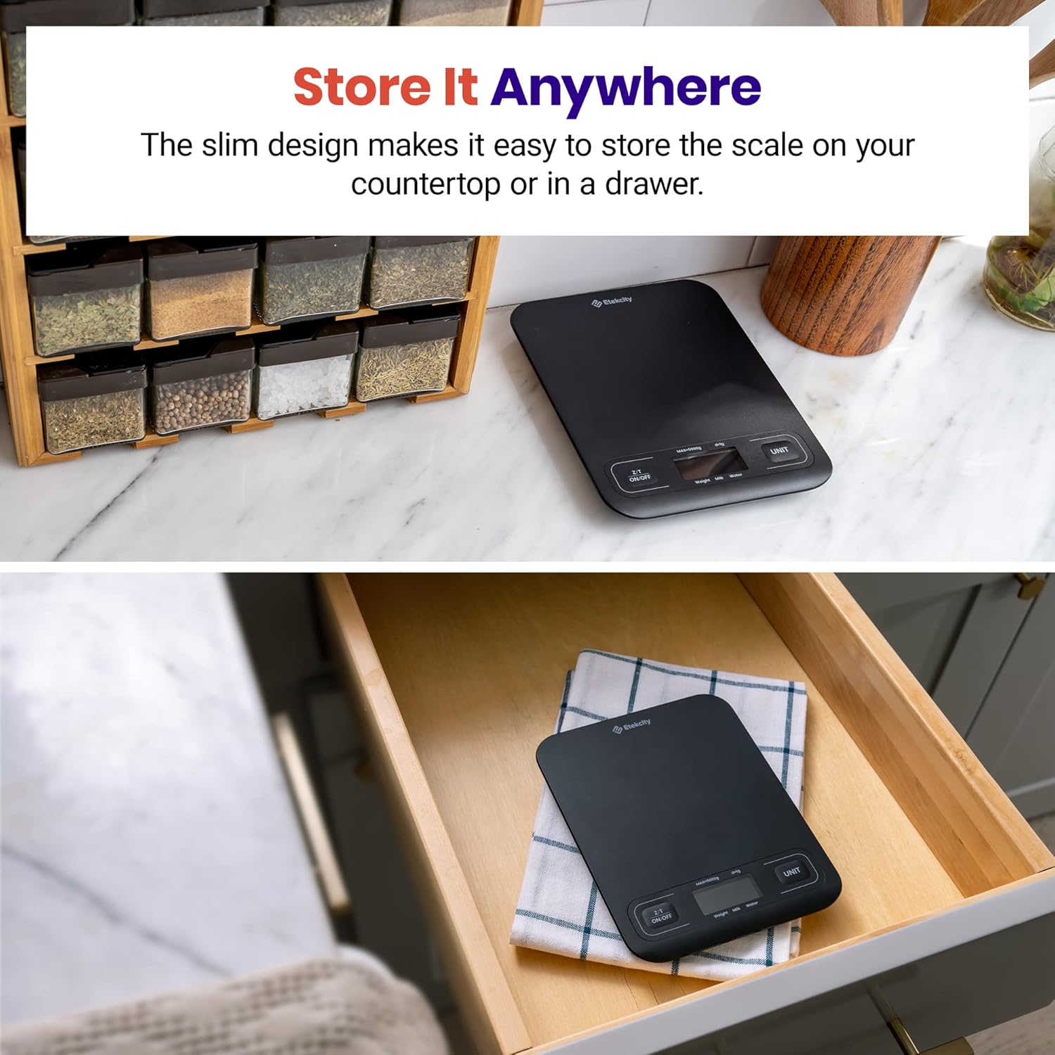 Etekcity Food Kitchen Scale, Digital Grams and Ounces for Weight Loss, Baking, Cooking, Keto and Meal Prep, LCD Display, Medium, 304 Stainless Steel 24hrsmart