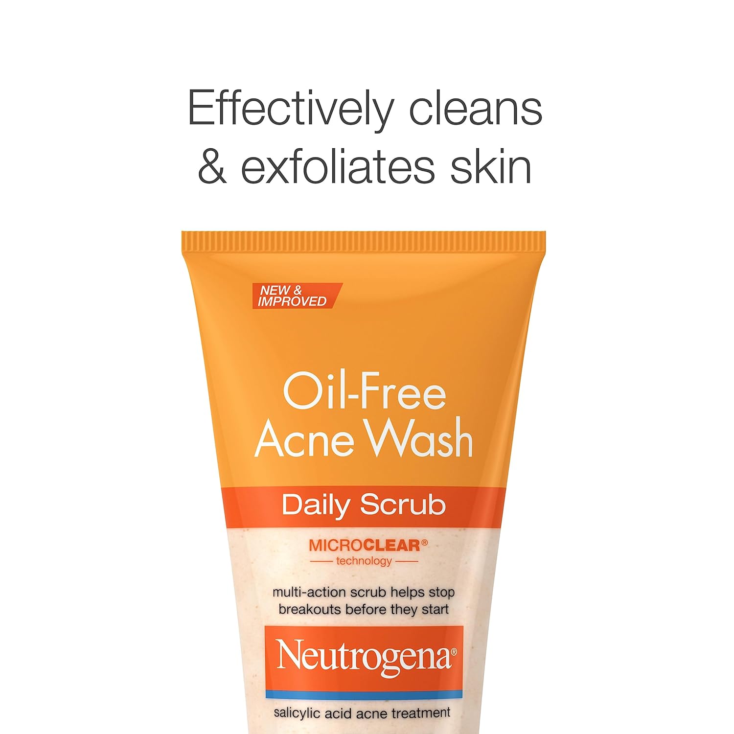 Neutrogena Oil-Free Acne Face Scrub, 2% Salicylic Acid Acne Treatment Medicine, Daily Face Wash to help Prevent Breakouts, Oil Free Exfoliating Facial Cleanser for Acne-Prone Skin, 4.2 fl. oz - 24hrsmart