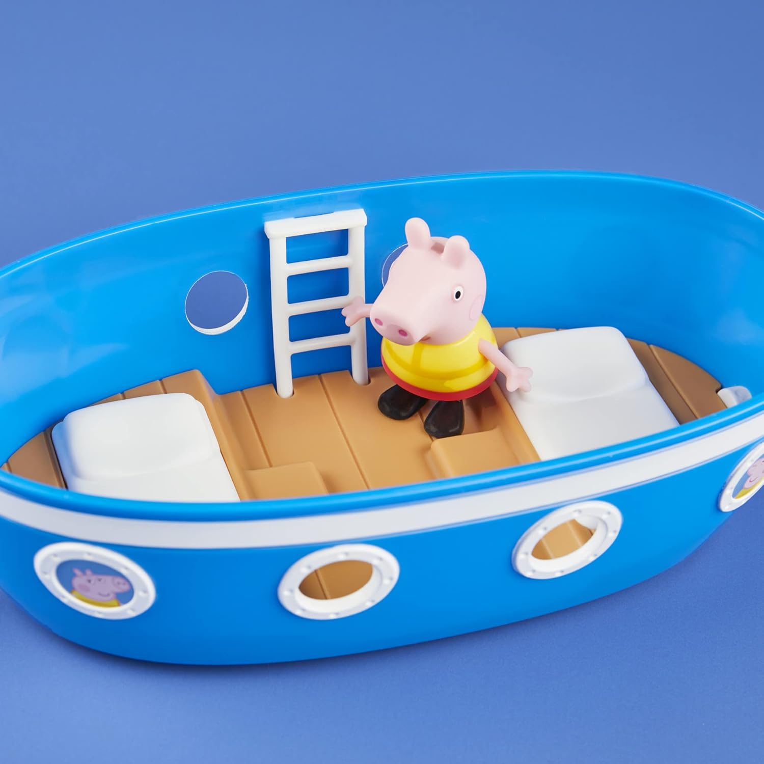 Peppa Pig Peppa’s Adventures Grandpa Pig’s Cabin Boat Vehicle Preschool Toy: 1 Figure, Removable Deck, Rolling Wheels, for Ages 3 and Up 24Hr Smart