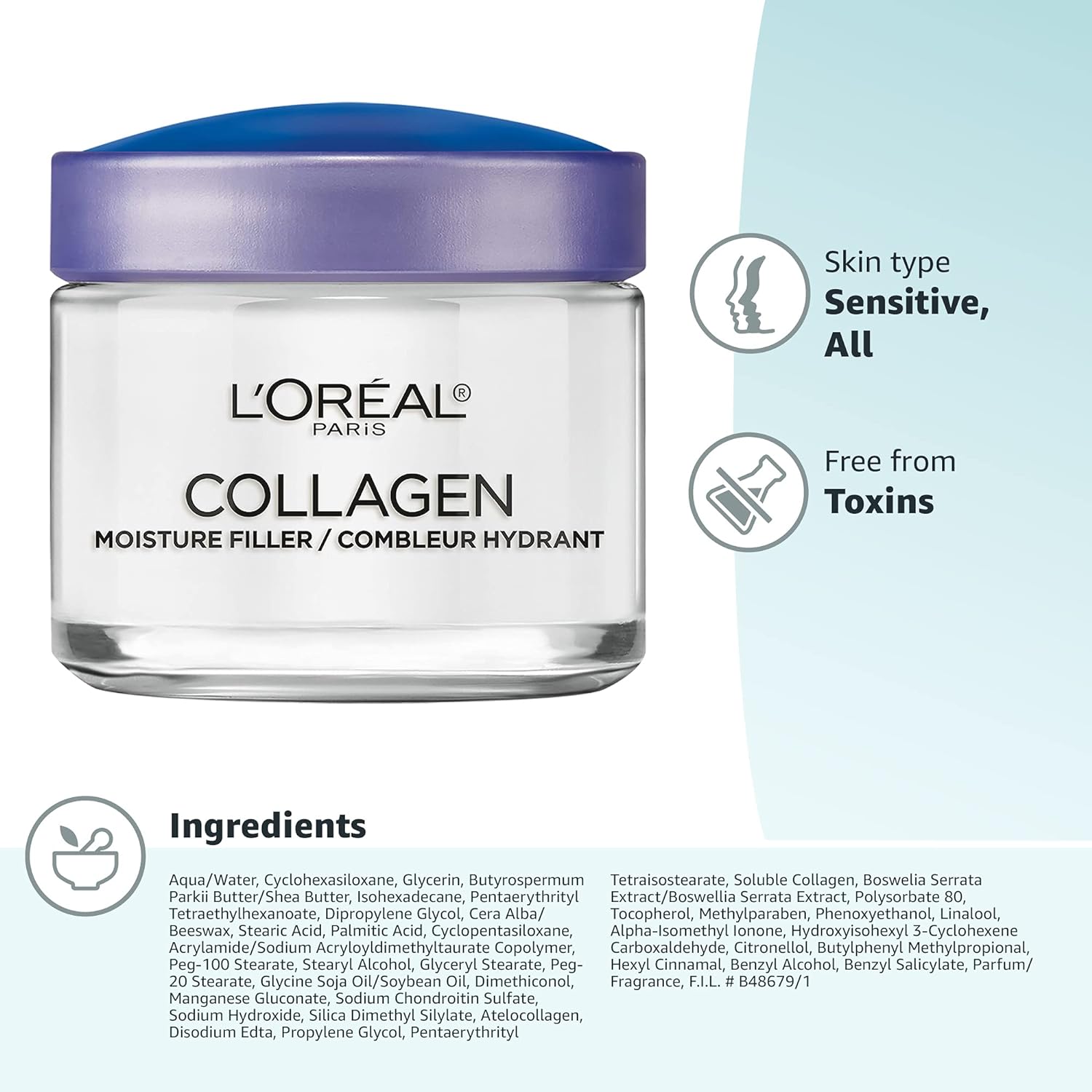 L'Oreal Paris Collagen Daily Face Moisturizer, Reduce Wrinkles, Face Cream 3.4 oz - 24hrsmart