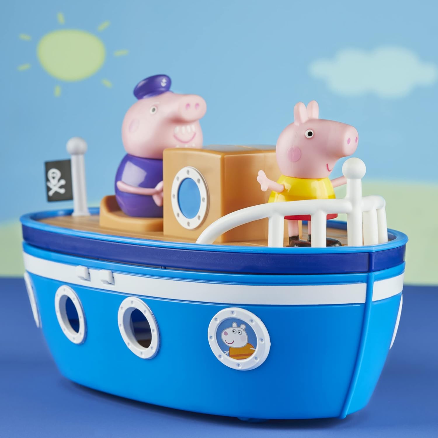 Peppa Pig Peppa’s Adventures Grandpa Pig’s Cabin Boat Vehicle Preschool Toy: 1 Figure, Removable Deck, Rolling Wheels, for Ages 3 and Up 24Hr Smart