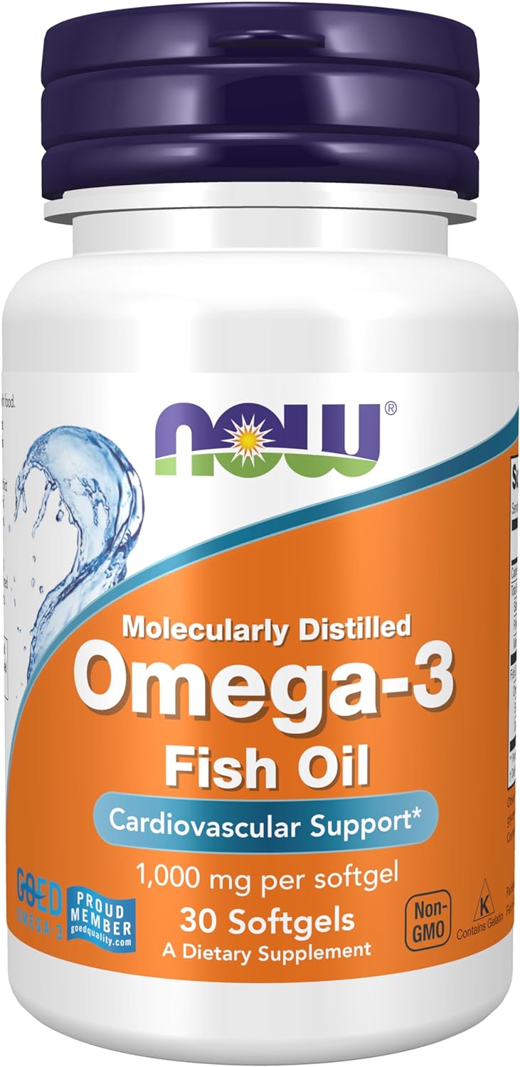 NOW Foods Omega-3 Fish Oil, 1000 mg, 30 Softgels 24Hr Smart