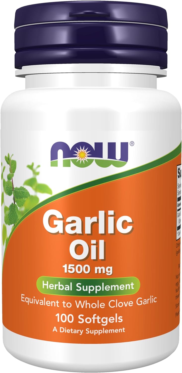 NOW Foods Garlic Oil, 1500 mg, 100 Softgels 24Hr Smart