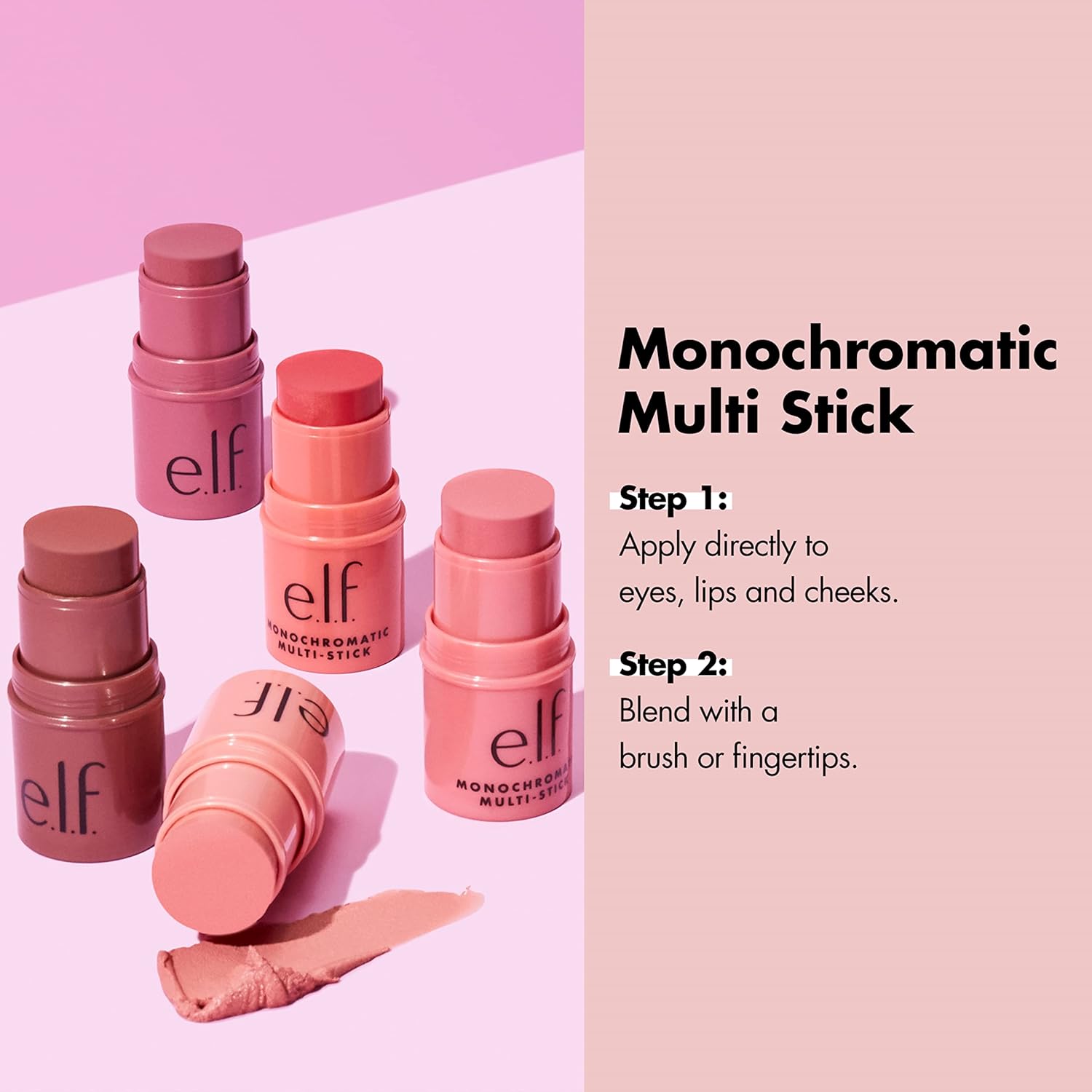 e.l.f., Monochromatic Multi Stick, Creamy, Lightweight, Versatile, Luxurious, Adds Shimmer, Easy To Use On The Go, Blends Effortlessly, Sparkling Rose, 0.155 Oz - 24hrsmart