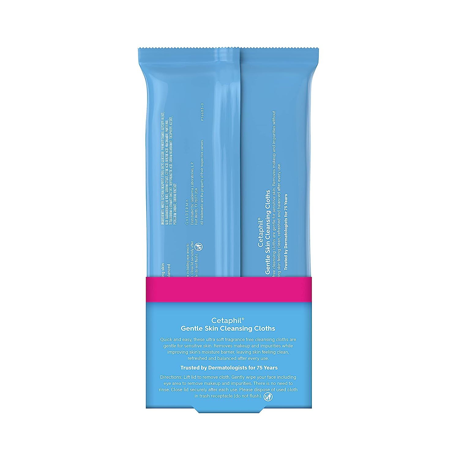 Cetaphil Face and Body Wipes, Gentle Skin Cleansing Cloths, 50 Count, Twin Pack, for Dry, Sensitive Skin, Flip Top Closure, Great for the Gym, Travel, in the Car, Hypoallergenic, Fragrance Free - 24hrsmart