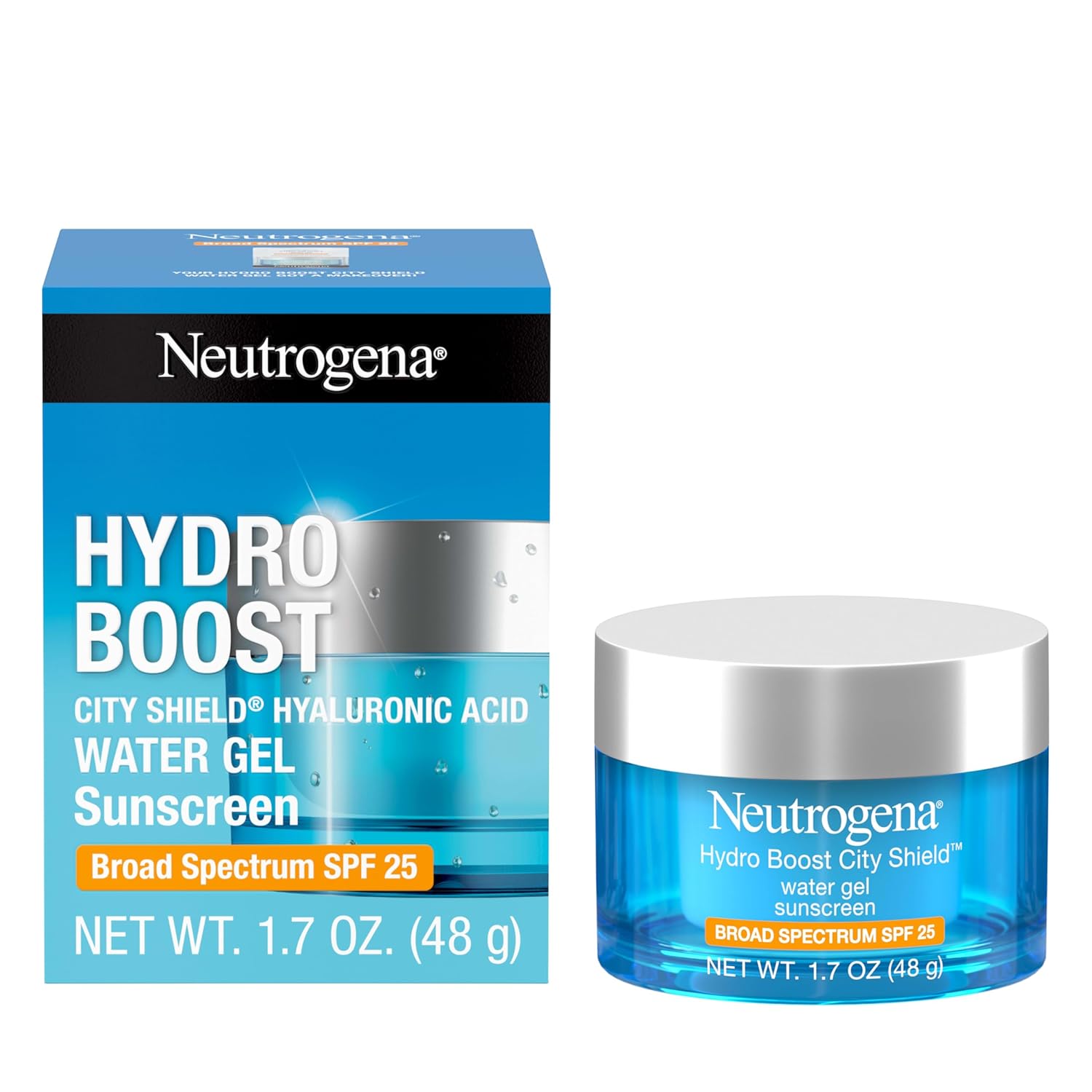 Neutrogena Hydro Boost Face Moisturizer with SPF 25, Hydrating Facial Sunscreen, Oil-Free and Non-Comedogenic Water Gel Face Lotion 1.7 oz 24Hr Smart