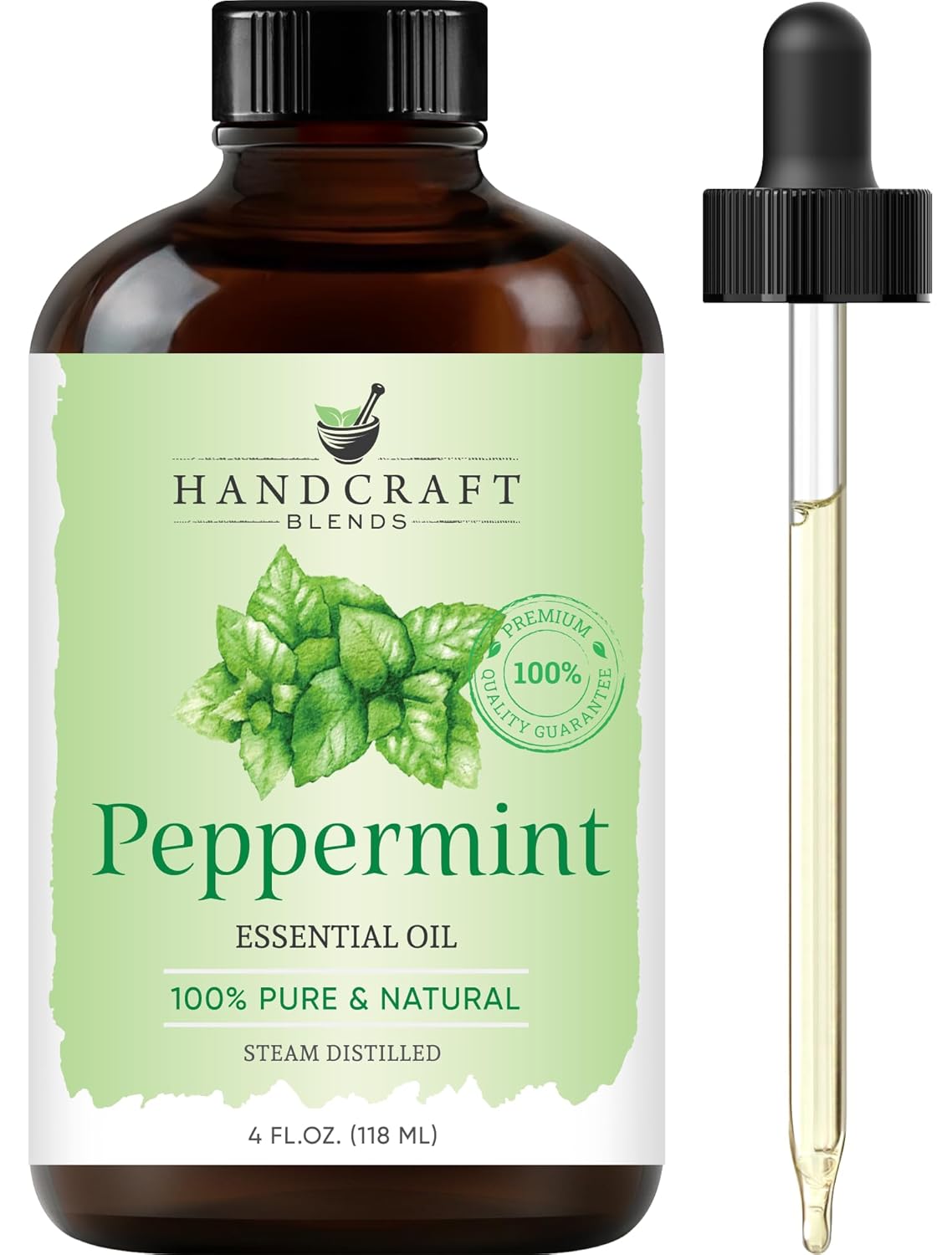 Handcraft Blends Peppermint Essential Oil - Huge 4 Fl Oz - 100% Pure and Natural - Premium Grade Essential Oil for Diffuser and Aromatherapy 24Hr Smart