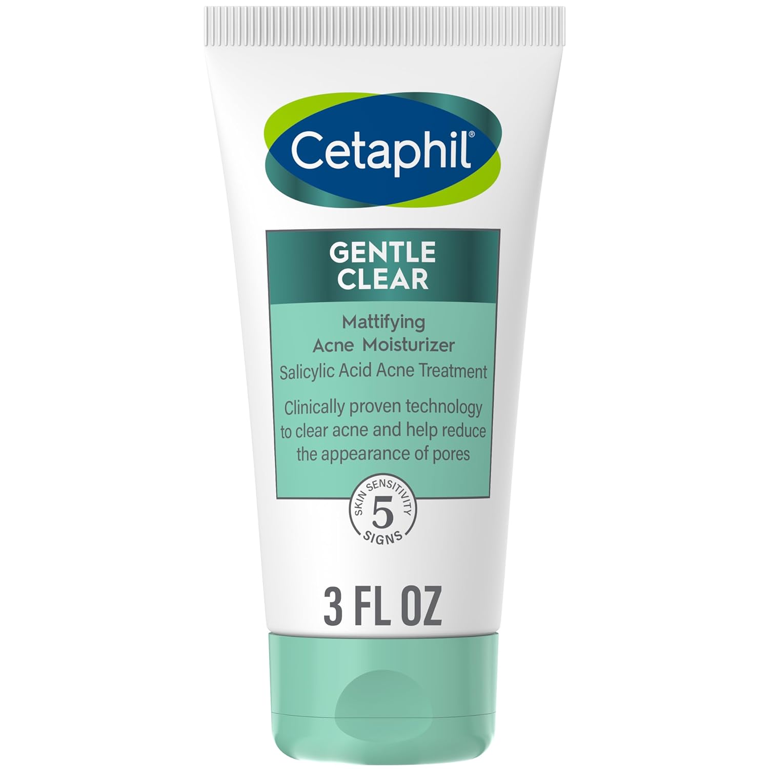 Cetaphil Face Moisturizer, Gentle Clear Mattifying Acne Moisturizer With 0.5% Salicylic Acid, Hydrates and Treats Sensitive Acne Prone Skin, Skin Care for Sensitive Skin, 3oz