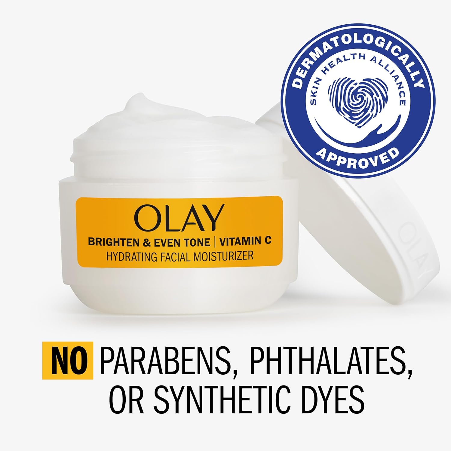 Olay Bright & Even Vitamin C with Lactic Acid Face Moisturizer, 2 oz Lightweight Brightening Face Cream for Uneven Skin Tone, Recyclable Eco Jar Packaging, Value Size 24Hr Smart