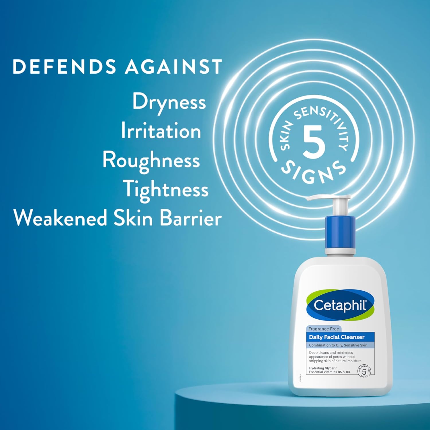 Cetaphil Face Wash, Daily Facial Cleanser for Sensitive, Combination to Oily Skin, NEW 16 oz, Fragrance Free,Gentle Foaming, Soap Free, Hypoallergenic 24Hr Smart