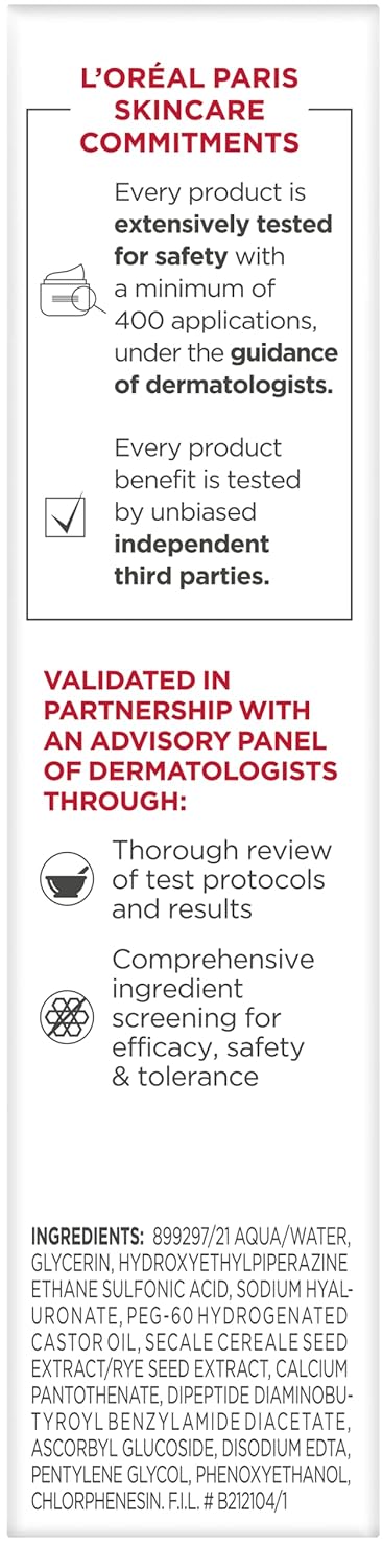 L’Oréal Paris Revitalift 1.5% Pure Hyaluronic Acid Face Serum, Hydrate & Reduce Wrinkles, Fragrance Free 1 oz 24Hr Smart