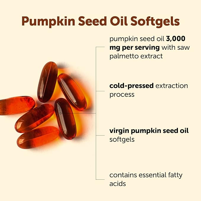Micro Ingredients Pumpkin Seed Oil 3000mg Saw Palmetto Cold Pressed 300 Softgels - 24hrsmart