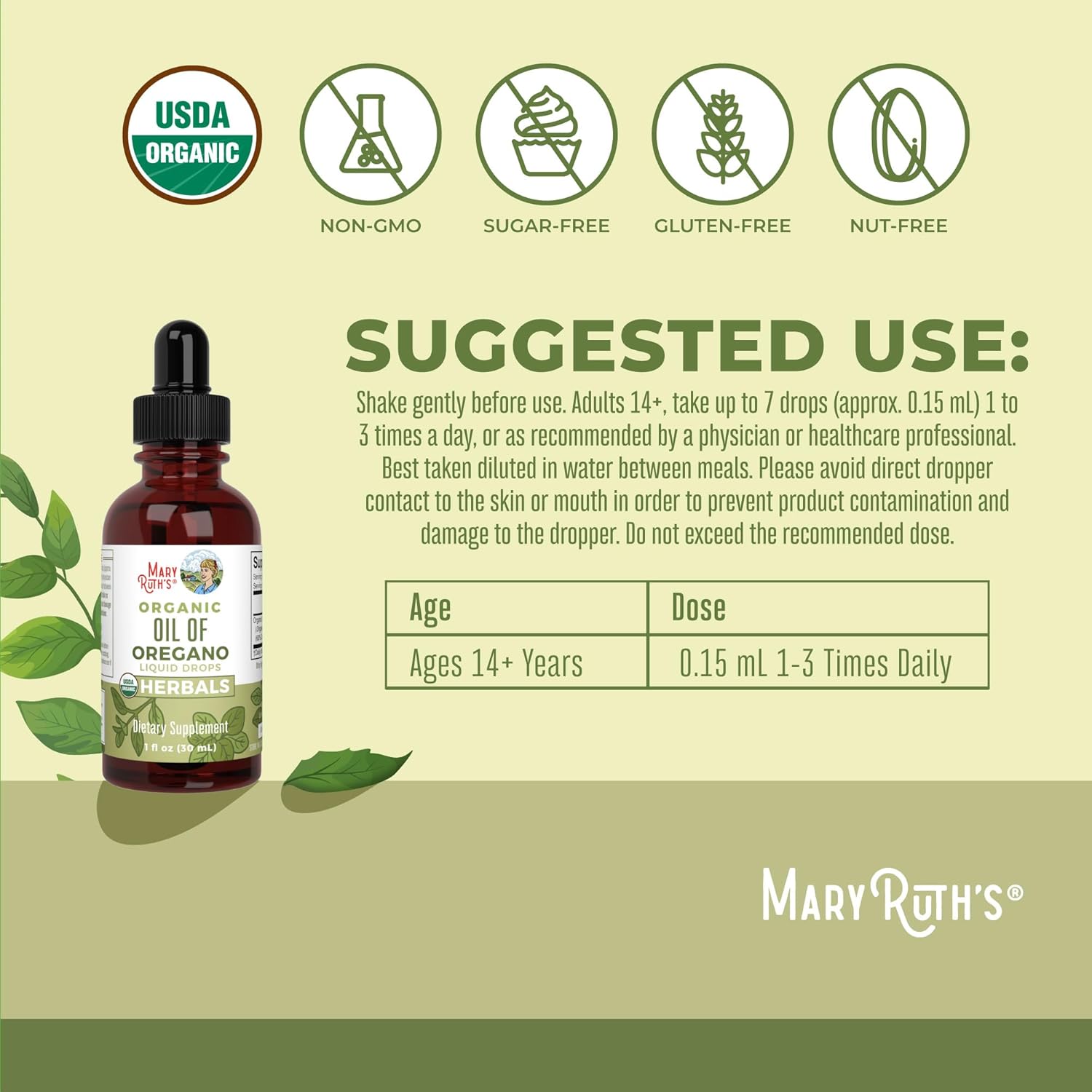 MaryRuth Organics Oregano Oil Drops | 6 Month Supply | USDA Organic Oil of Oregano Liquid | Herbal Blend for Immune Support | Digestive Health | Overall Health | Vegan | Sugar Free | Non-GMO | 1 Fl Oz 24hrsmart