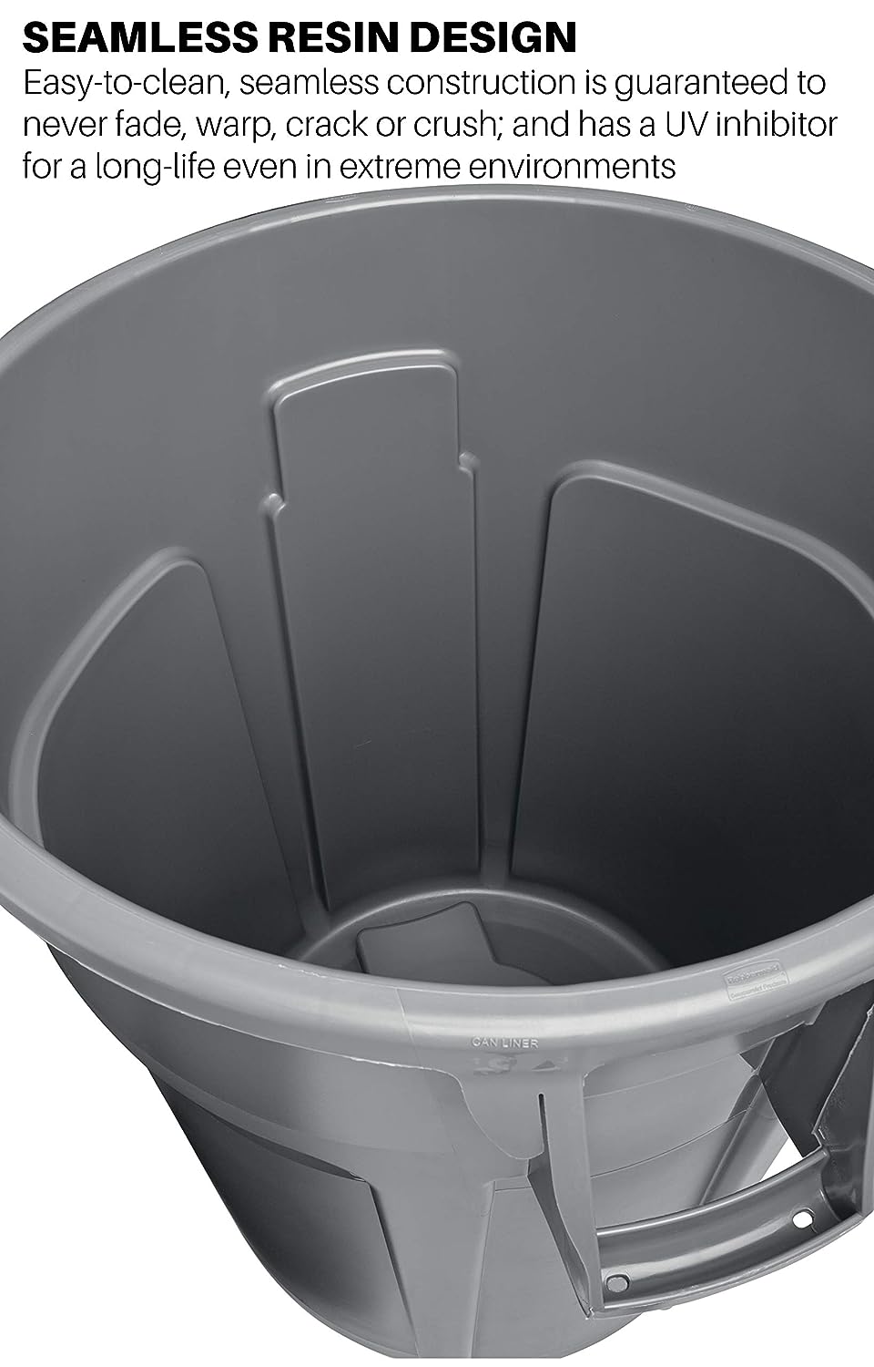 Rubbermaid Commercial Products BRUTE Heavy-Duty Round Trash/Garbage Can, 10-Gallon, Gray, Outdoor Waste Container for Home/Garage/Bathroom/Outdoor/Driveway - 24hrsmart