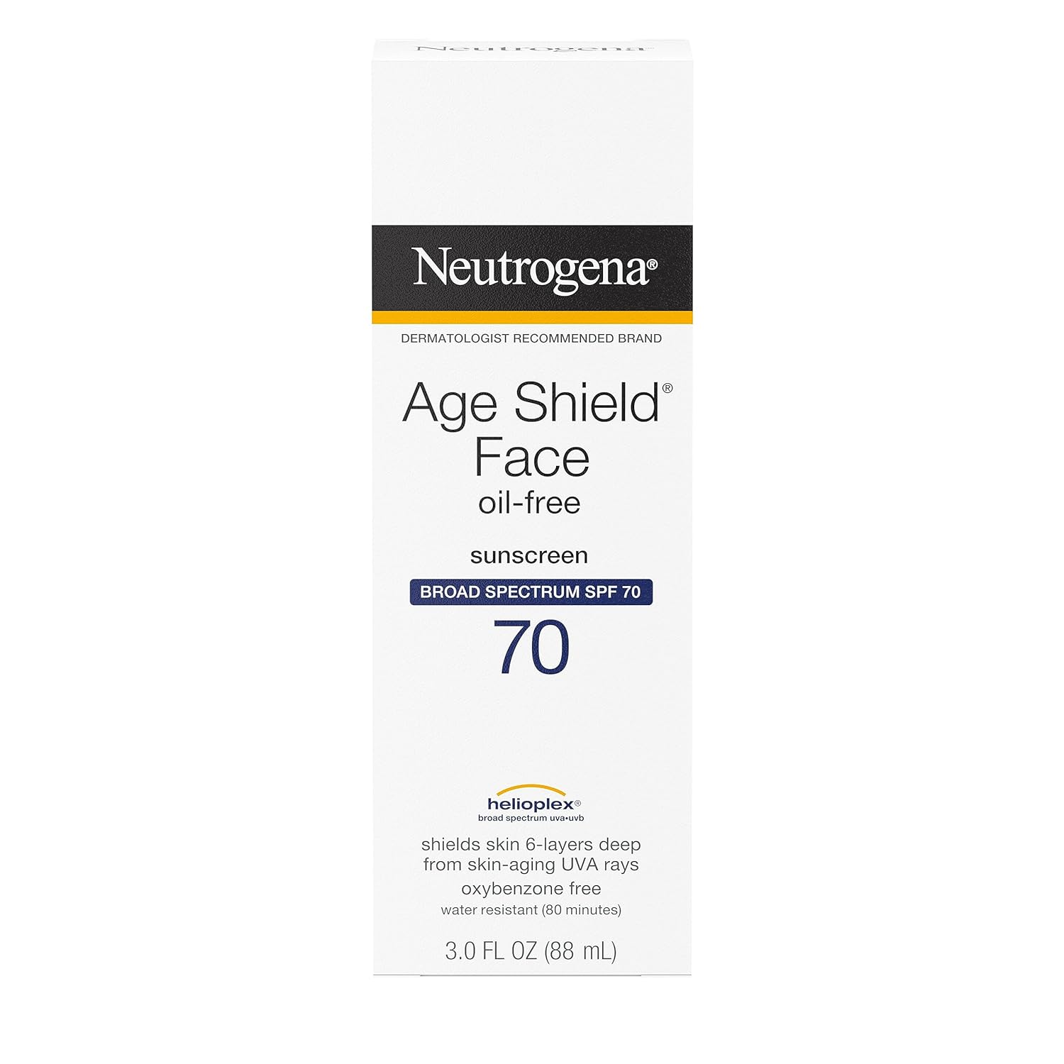 Neutrogena Age Shield Face Oil-Free Sunscreen Lotion with Broad Spectrum SPF 70, Non-Comedogenic Moisturizing Sunscreen to Help Prevent Signs of Aging, PABA-Free, 3 fl. oz (Pack of 3) - 24hrsmart