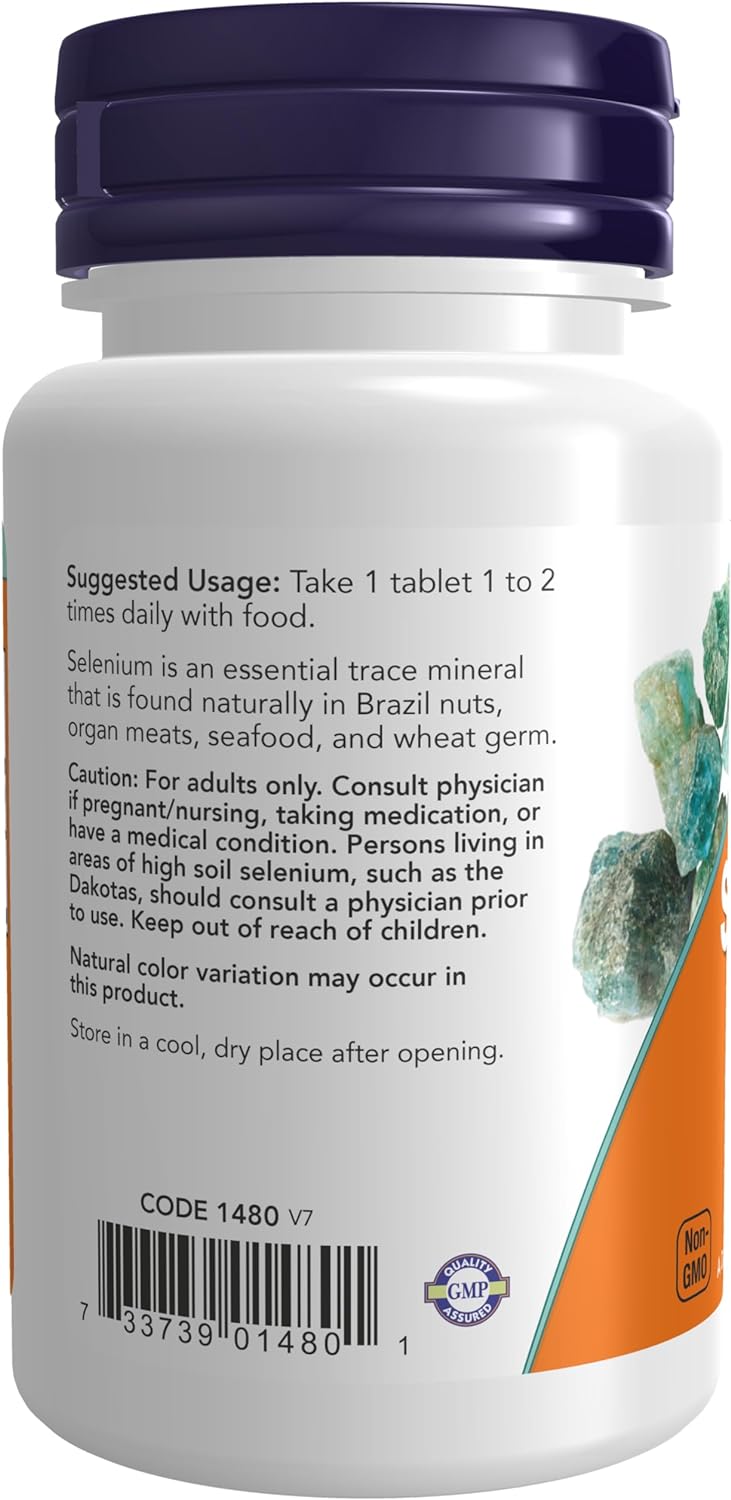 NOW Foods Selenium, 100 mcg, 100 Tablets 24Hr Smart