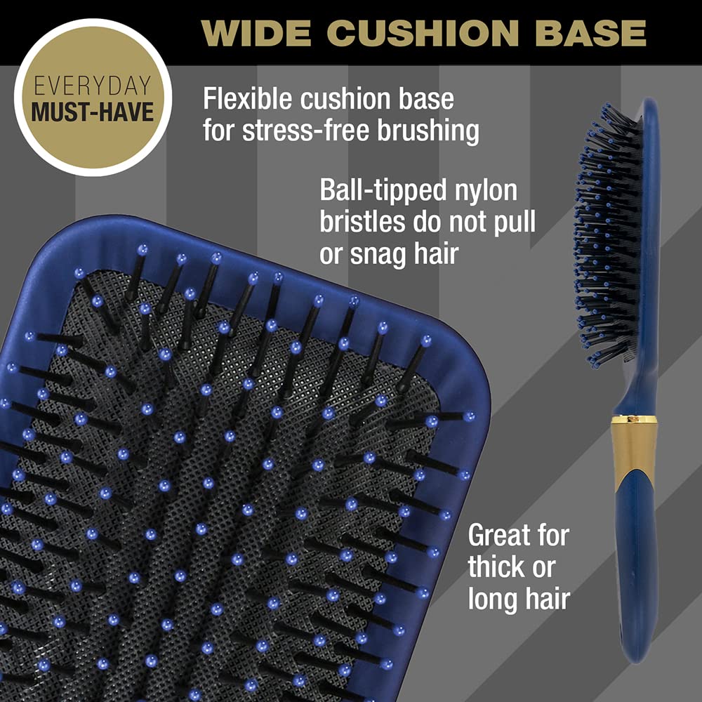 Conair Velvet Touch Hairbrush for Thick Hair, Detangler Brush with Nylon Bristles, Color May Vary, 1 Count - 24hrsmart