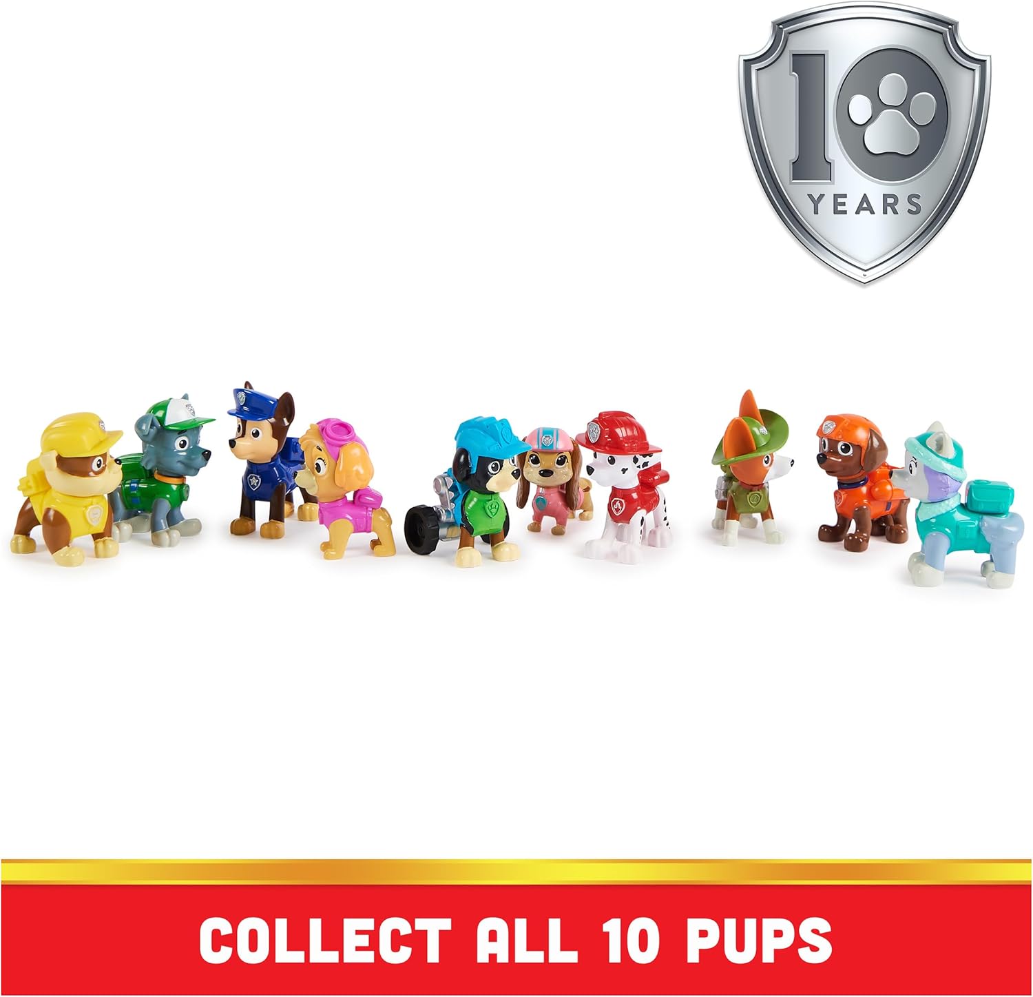 Paw Patrol, 10th Anniversary, All Paws On Deck Toy Figures Gift Pack with 10 Collectible Action Figures, Kids Toys for Ages 3 and up 24hrsmart