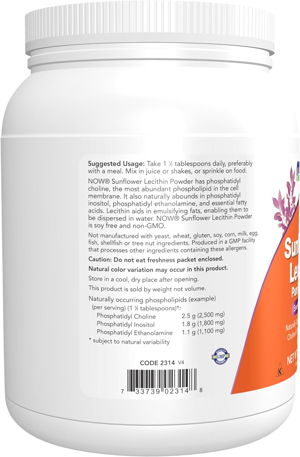 NOW Foods Sunflower Lecithin Pure Powder, 1 lb. 24Hr Smart