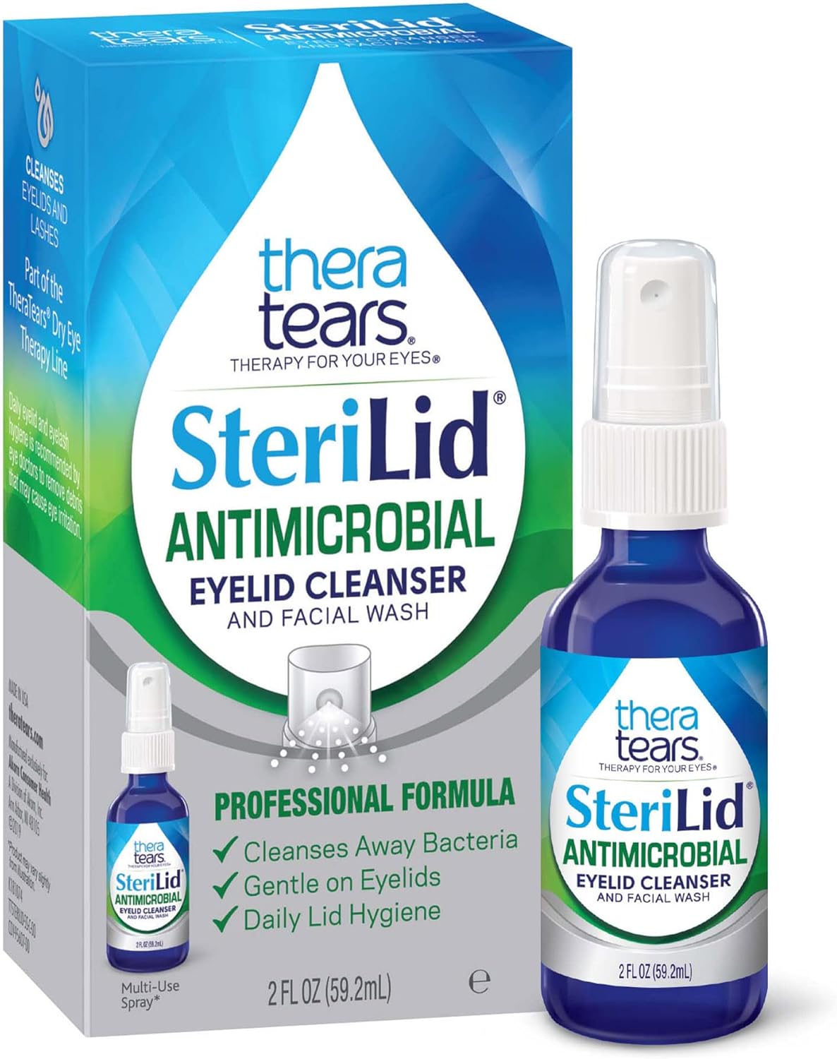 TheraTears SteriLid Eyelid Cleanser and Face Wash, for irritated eyes, 2 fl oz Spray - 24hrsmart