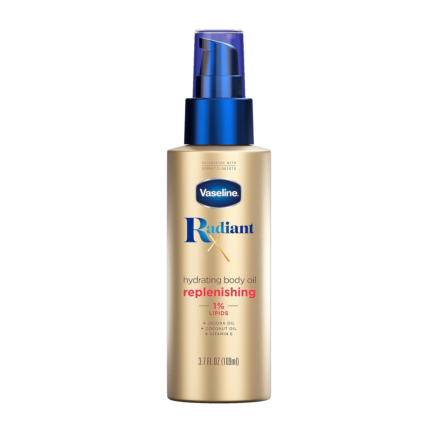 Vaseline Replenishing Hydrating Body Oil, with 1% Lipids, Jojoba Oil, Coconut Oil, & Vitamin E, 3.7 FL OZ - 24hrsmart