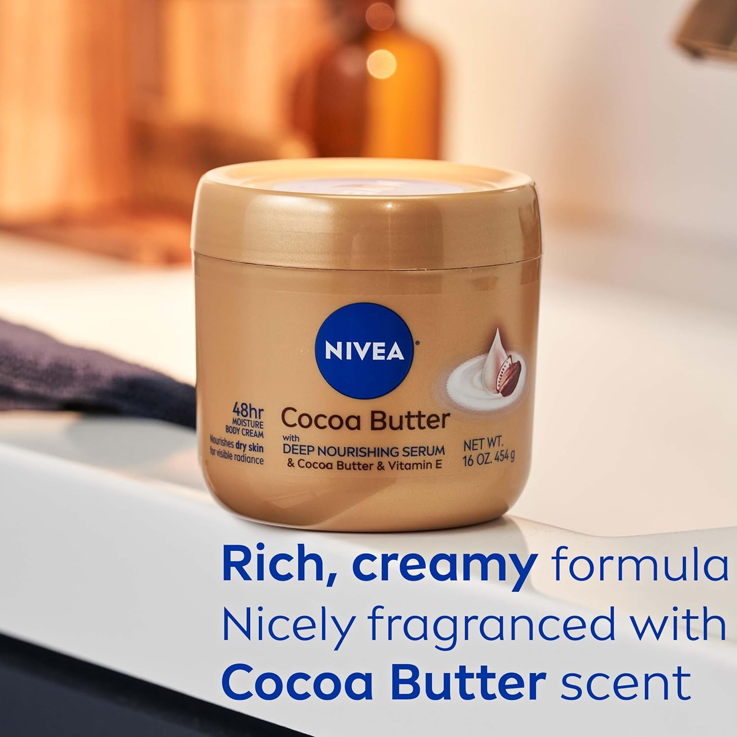 NIVEA Cocoa Butter Body Cream with Deep Nourishing Serum, Cocoa Butter Cream for Dry Skin, 16 Ounce Jar - 24hrsmart