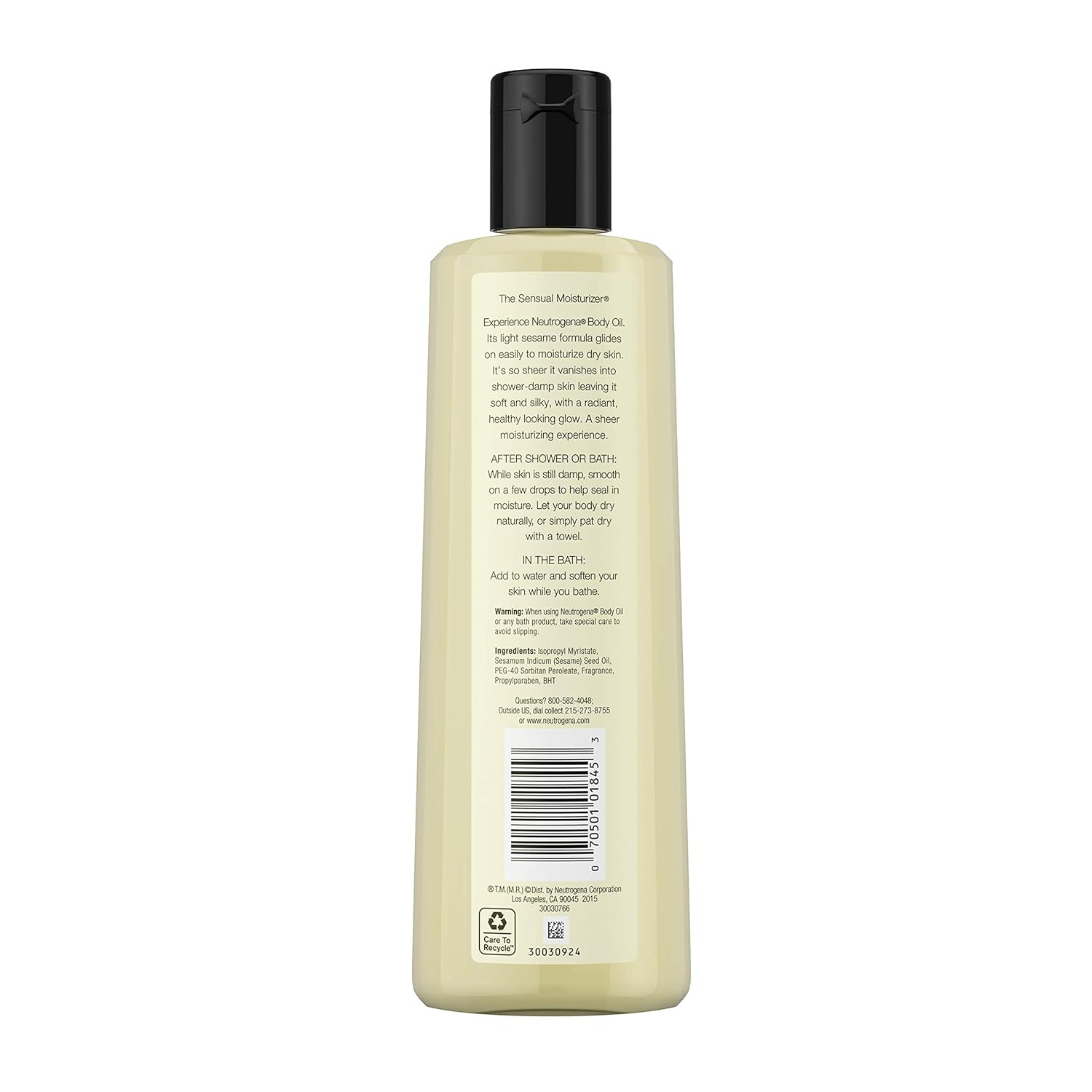 Neutrogena Body Oil Light Sesame Formula, Dry Skin Moisturizer & Hydrating Body Massage Oil, for Radiant & Healthy Looking Glow, Nourishing Bath Oil for Sheer Moisture, 16 fl. oz
