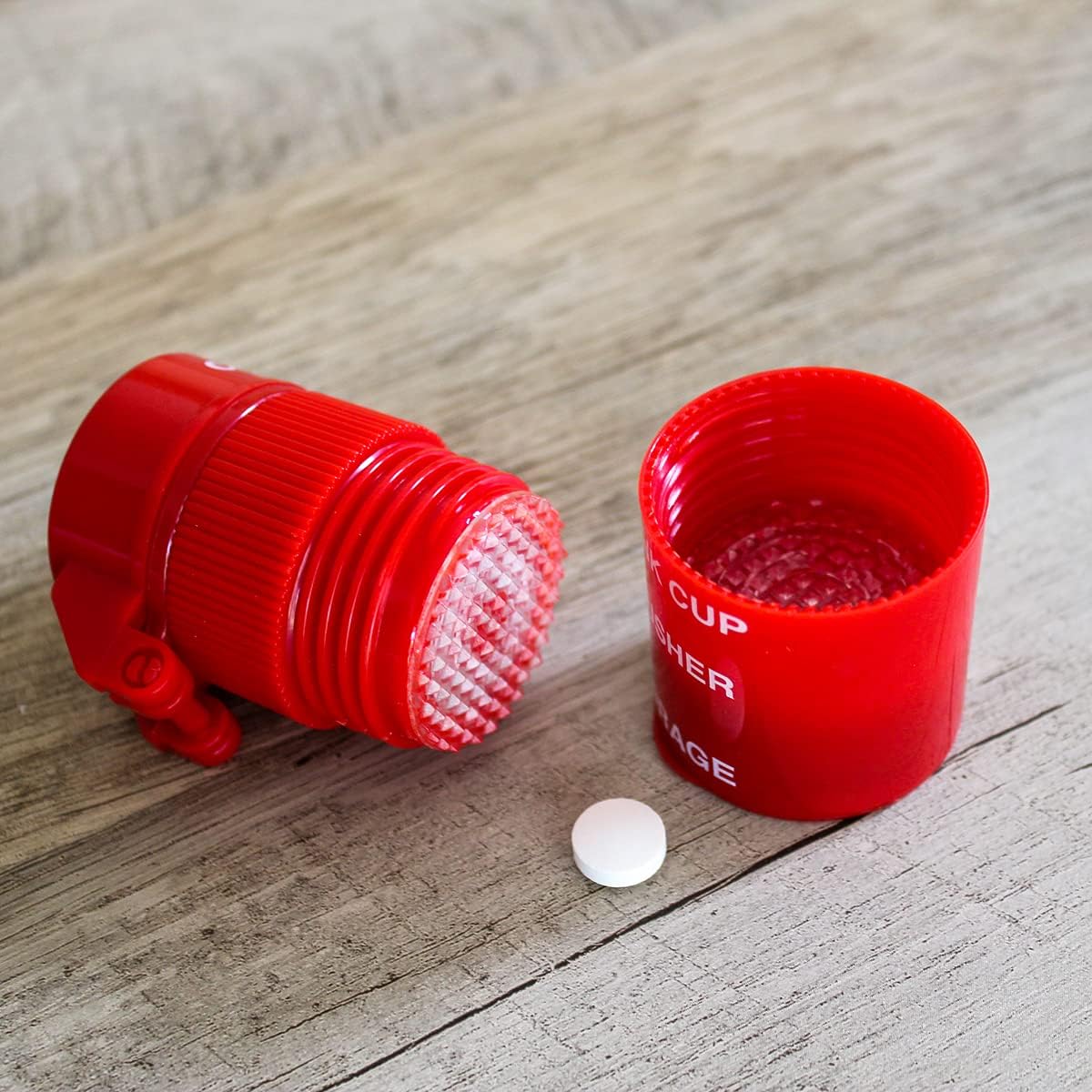 Ezy Dose Pill Crusher, Cutter and Grinder, Crushes Pills, Vitamins, Tablets, Stainless Steel Blade, Removable Drinking Cup, Red - 24hrsmart