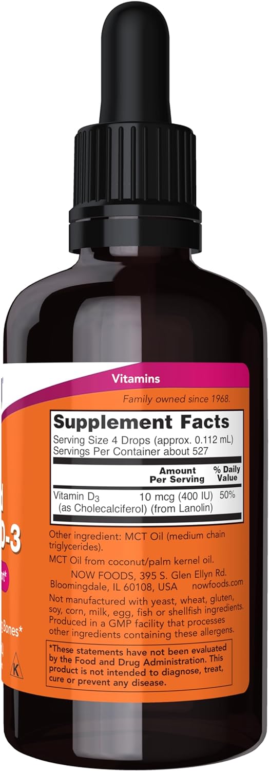 NOW Foods Vitamin D-3 Liquid, 2 fl. oz. 24Hr Smart