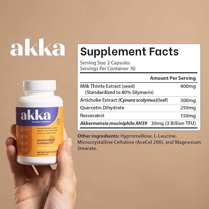 Akka Akkermansia Superbiotic Milk Thistle Liver Detox Metabolism Gut Support ( 60 count ) - 24hrsmart