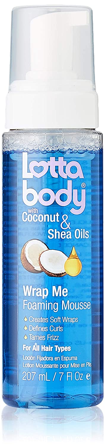 Lottabody Coconut Oil and Shea Wrap Me Foaming Curl Mousse , Gifts for Women, Stocking Stuffers, Creates Soft Wraps, Hair Mousse for Curly Hair, Defines Curls, Anti Frizz, 7 Fl Oz - 24hrsmart
