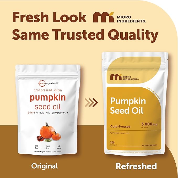 Micro Ingredients Pumpkin Seed Oil 3000mg Saw Palmetto Cold Pressed 300 Softgels - 24hrsmart