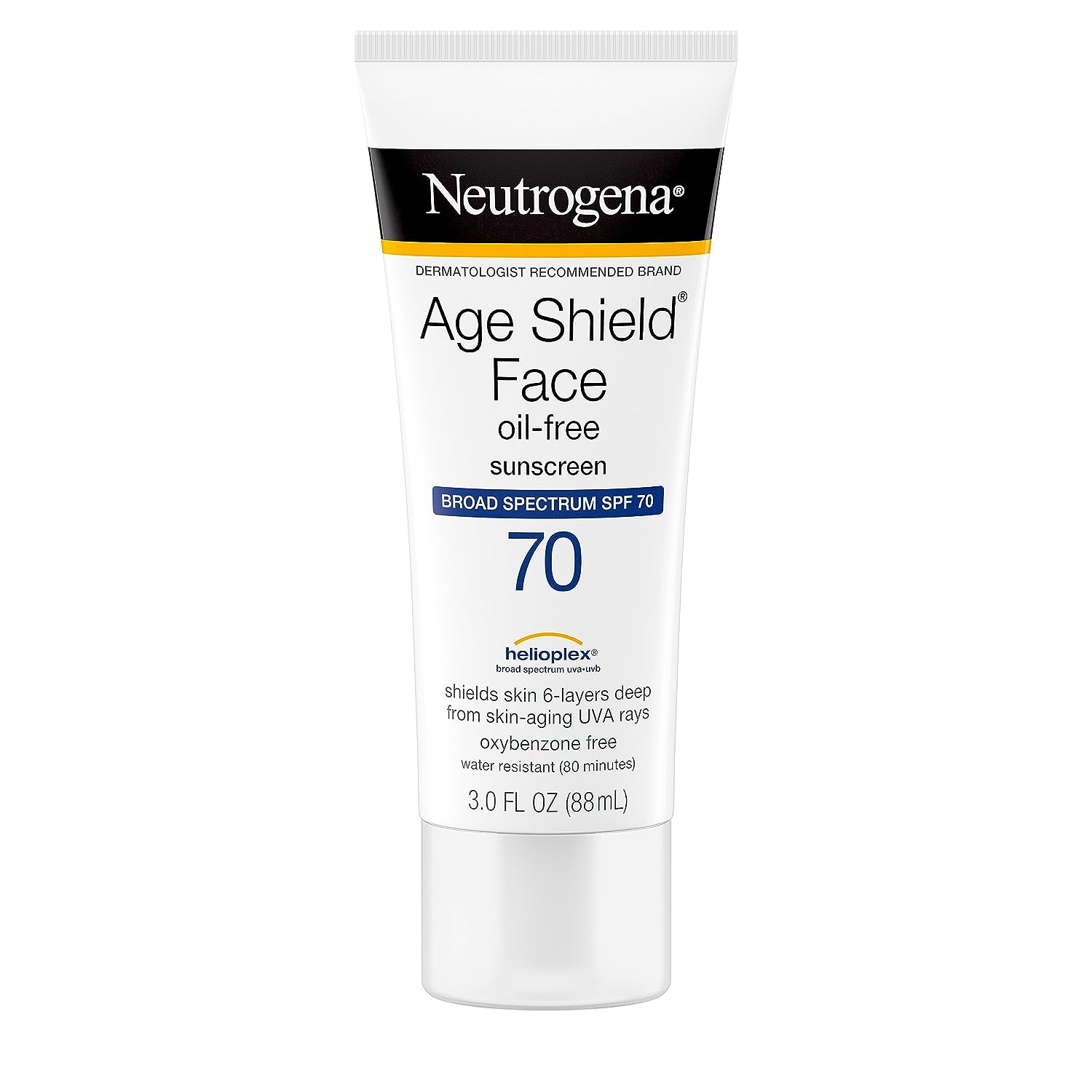 Neutrogena Age Shield Face Oil-Free Sunscreen Lotion with Broad Spectrum SPF 70, Non-Comedogenic Moisturizing Sunscreen to Help Prevent Signs of Aging, PABA-Free, 3 fl. oz (Pack of 3)