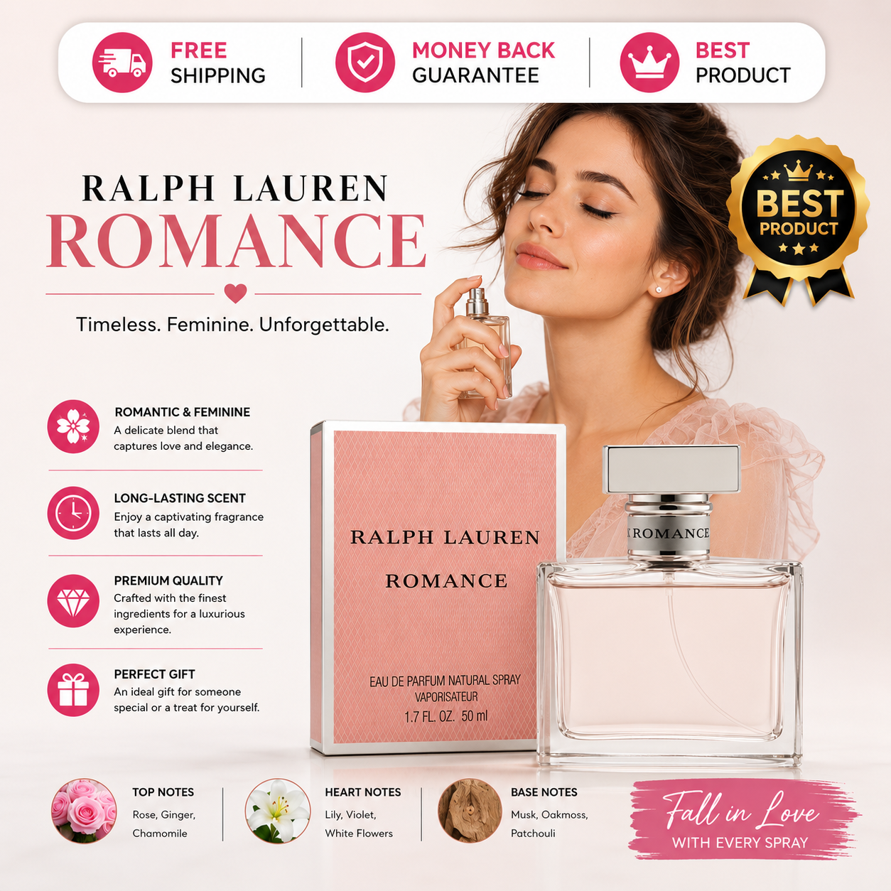 Romance by Ralph Lauren for Women 1.7 oz Eau de Parfum Spray Brand New
