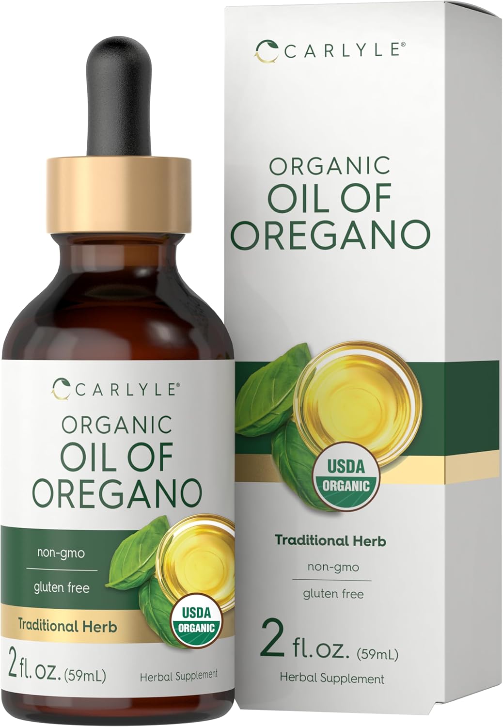 Carlyle Organic Oil of Oregano Liquid Drops | 2 fl oz | Vegan Herbal Supplement | Non-GMO, Gluten Free 24hrsmart