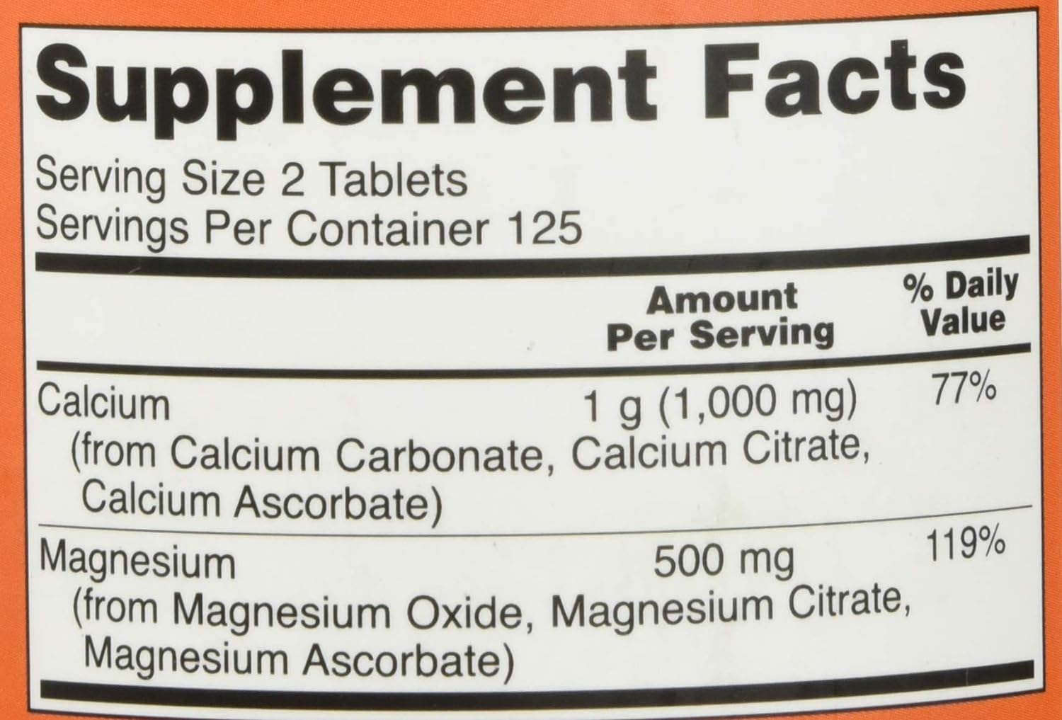 NOW Foods Calcium & Magnesium, 500/250 mg, 100 Tablets 24Hr Smart