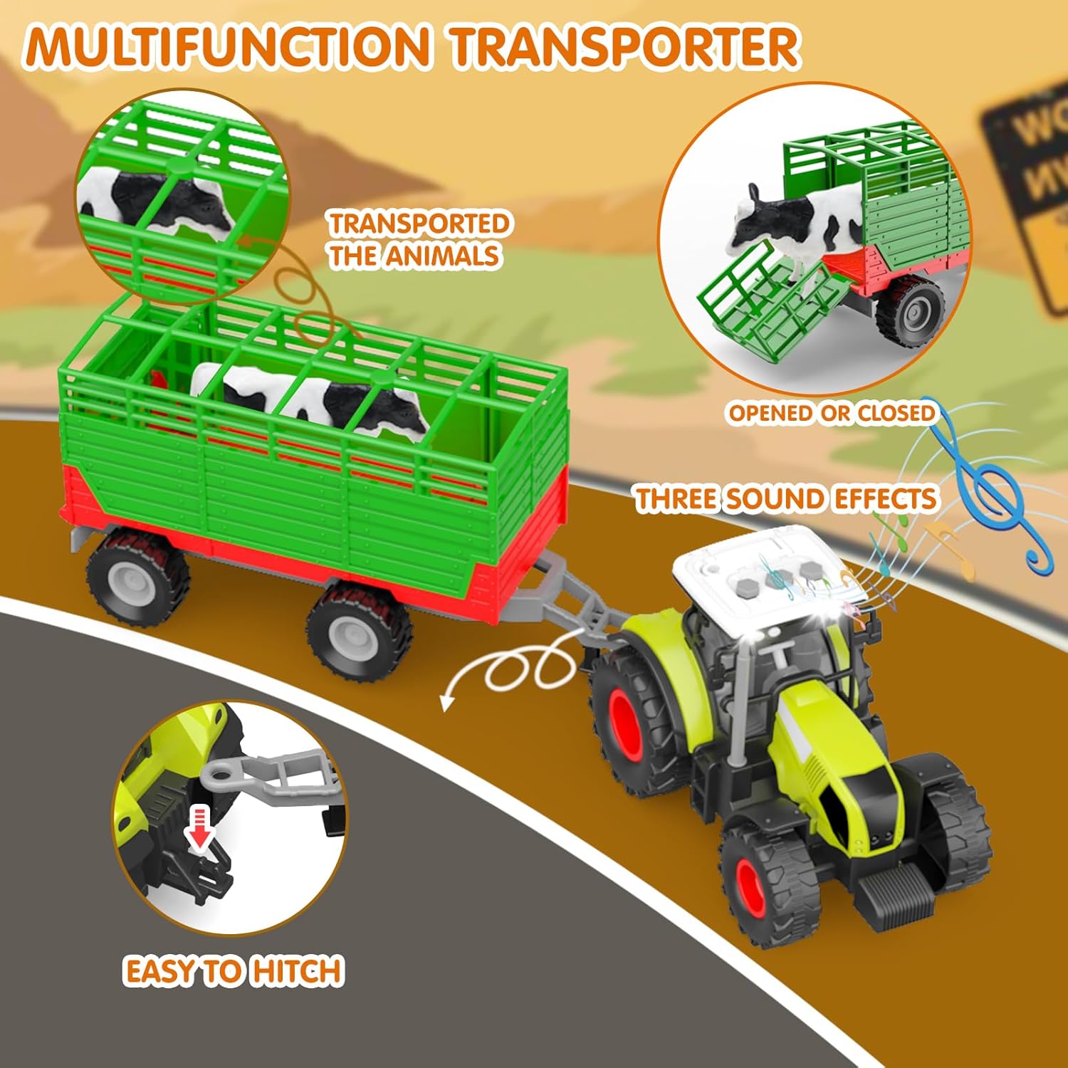 Dwi Dowellin Kids Tractor Toy Farm Playset,Toddlers Farm Vehicle Toys with Light&Sound,69 PCS Farm Toys Set with Farm Animals Fences Farmers for Kids 3-12 Years Old Boys Girls Birthday Gift 24hrsmart