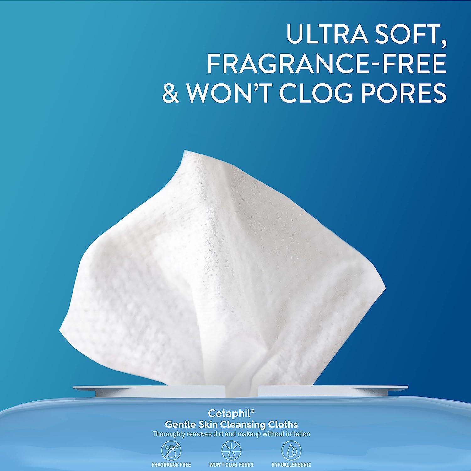 Cetaphil Face and Body Wipes, Gentle Skin Cleansing Cloths, 50 Count, Twin Pack, for Dry, Sensitive Skin, Flip Top Closure, Great for the Gym, Travel, in the Car, Hypoallergenic, Fragrance Free - 24hrsmart
